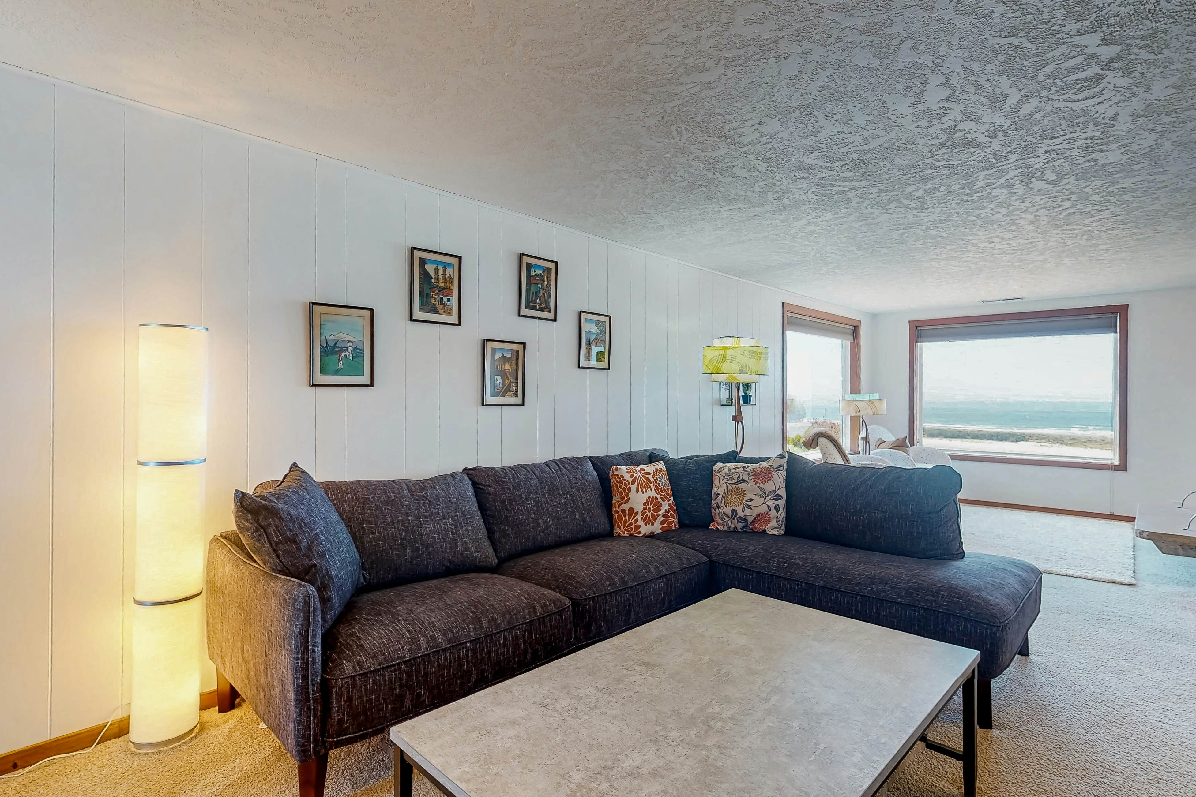 Ocean-view dog-friendly home with hot tub, large lawn, home office, & Ping-Pong