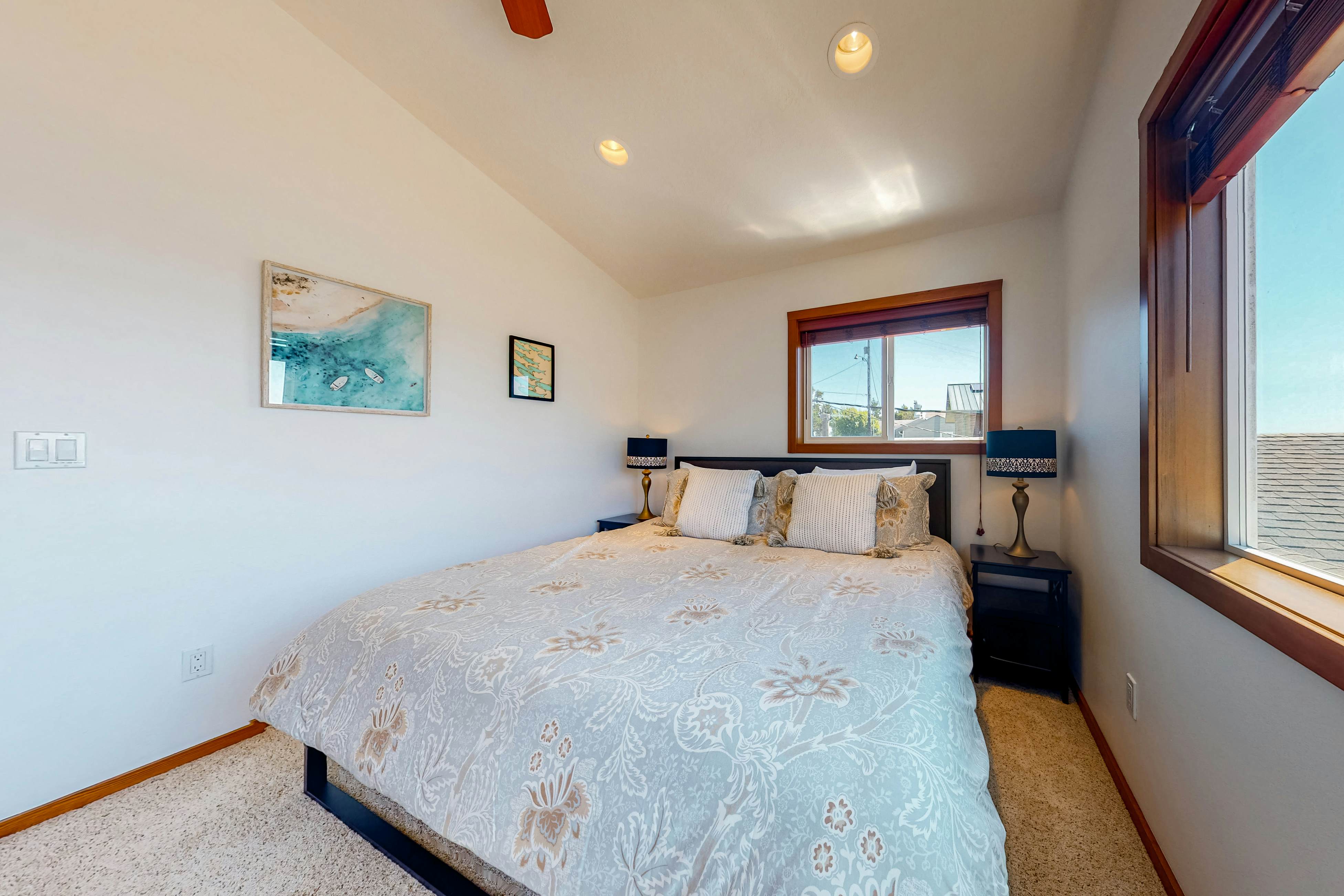 Ocean-view dog-friendly home with hot tub, large lawn, home office, & Ping-Pong