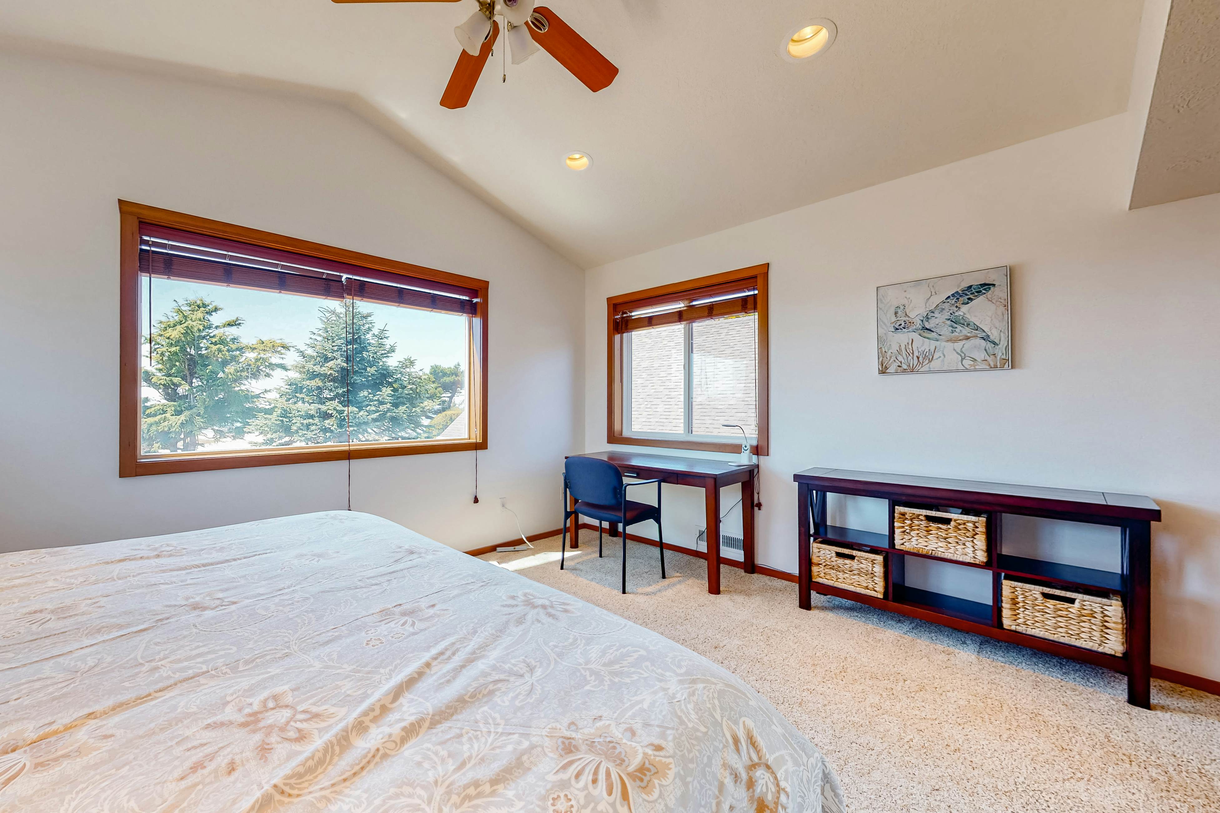 Ocean-view dog-friendly home with hot tub, large lawn, home office, & Ping-Pong