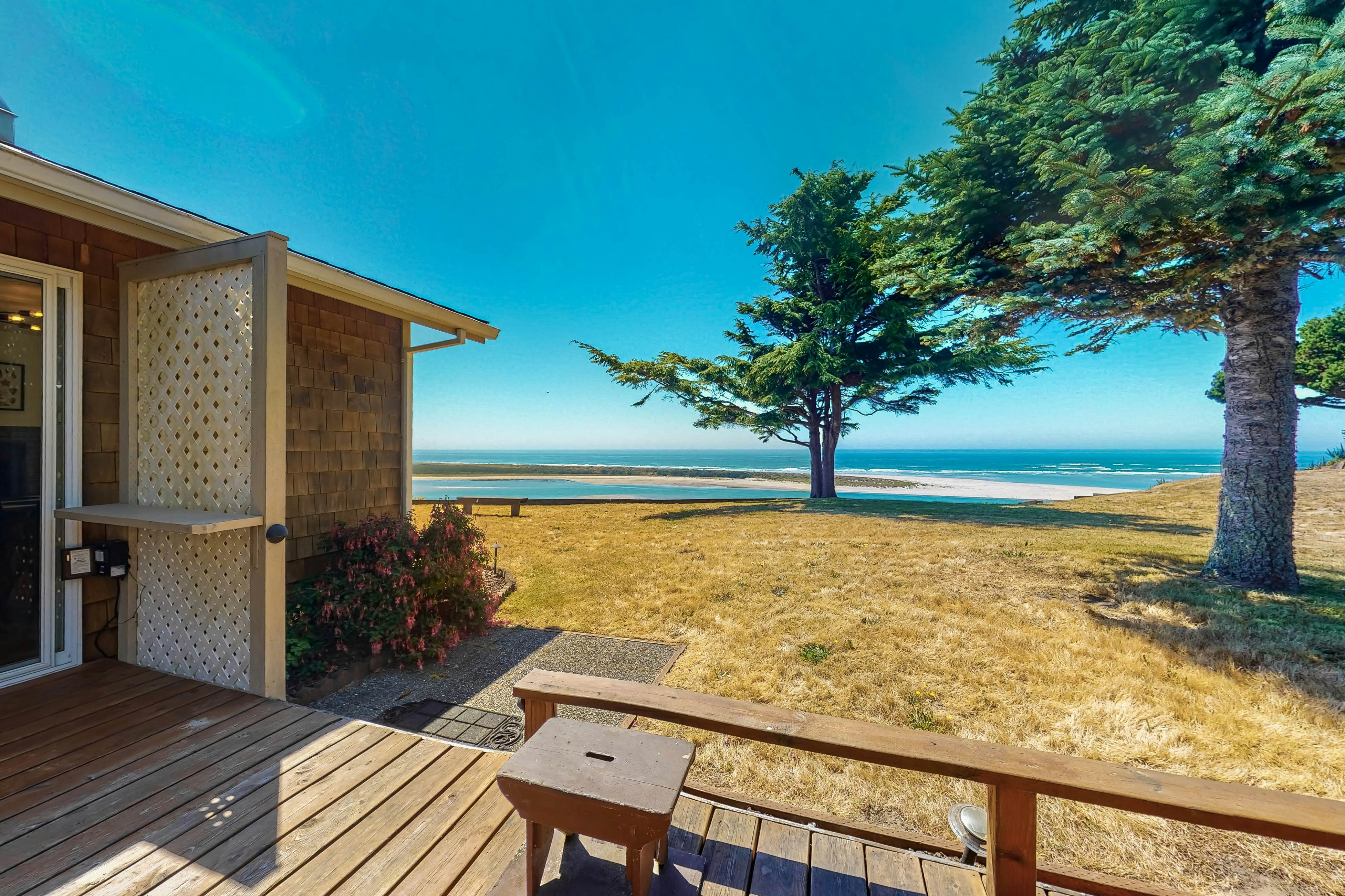 Ocean-view dog-friendly home with hot tub, large lawn, home office, & Ping-Pong