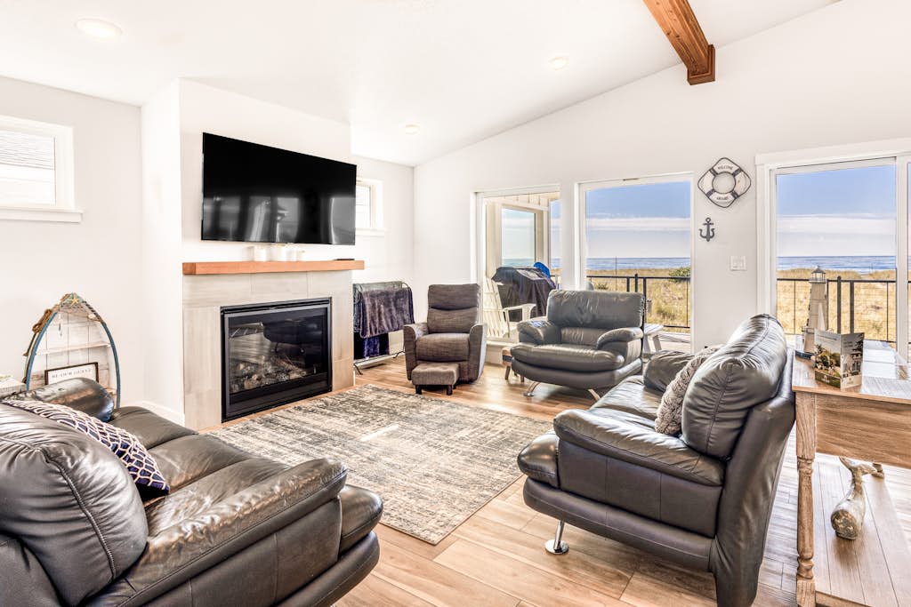 Beautiful beachfront home with huge ocean view beach access and large deck