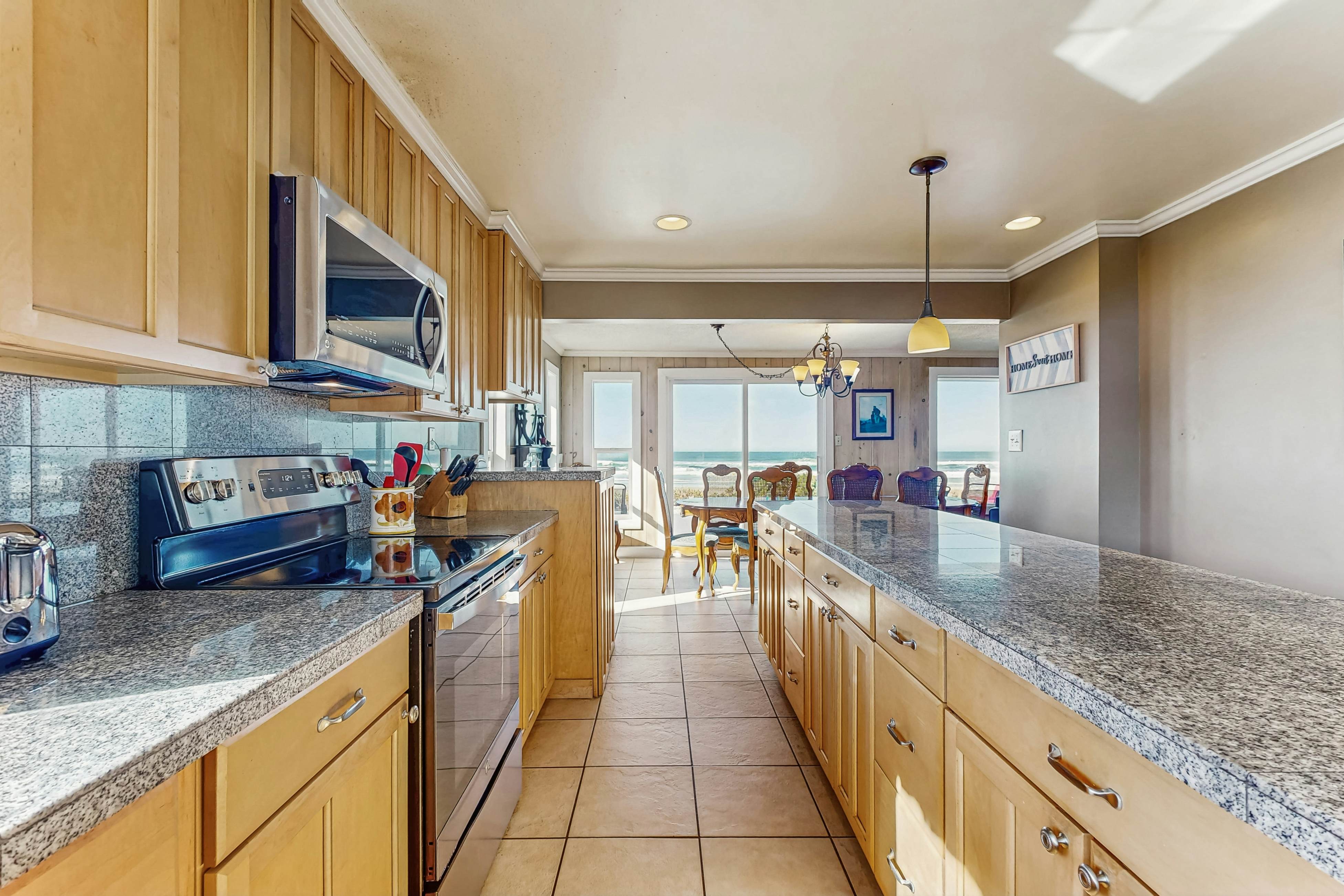 Oceanfront home with a washer dryer and beach access