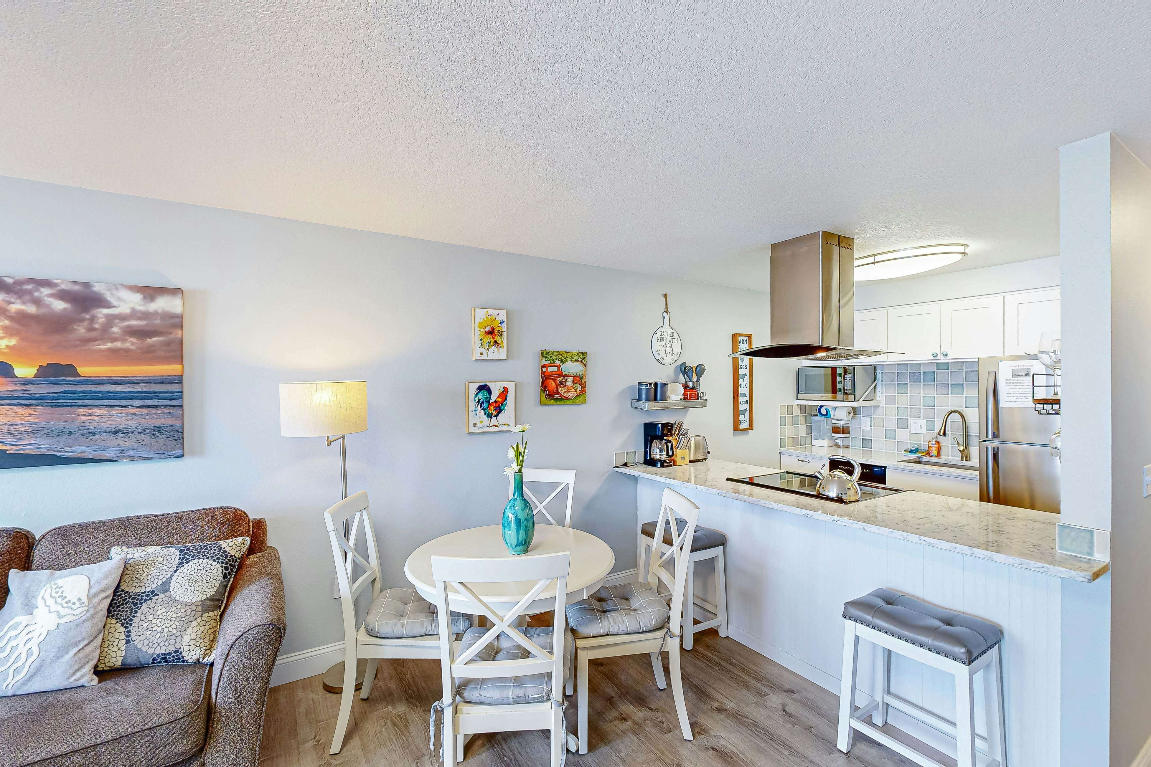 Rock Creek Inn condo on beach with ocean view balcony walk to shops and dining