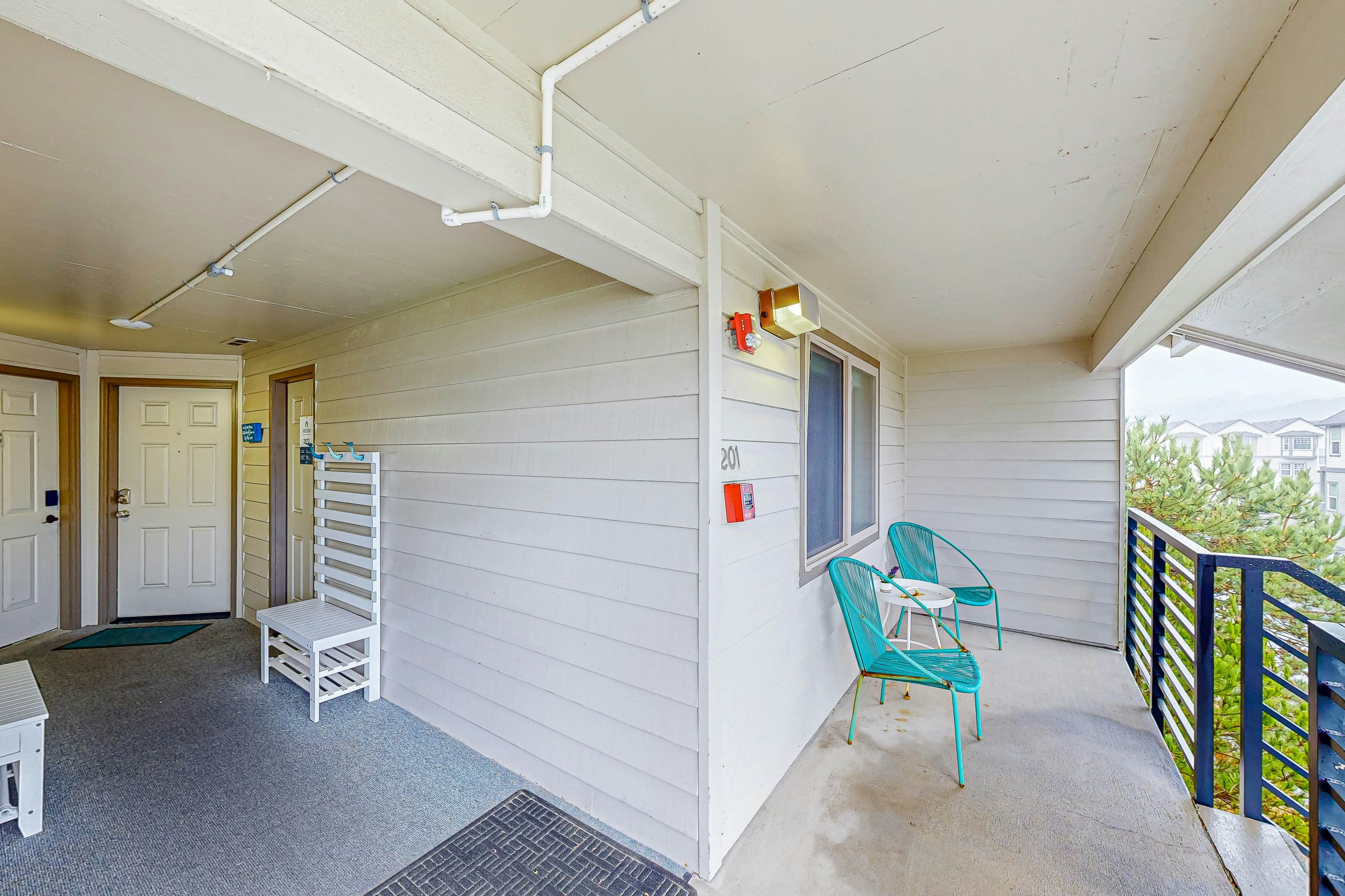 Rock Creek Inn condo on beach with ocean view balcony walk to shops and dining