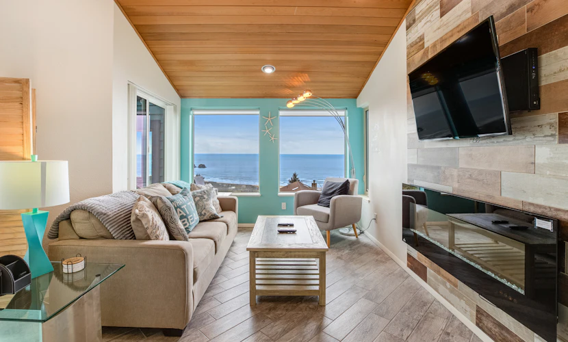 Ocean view home with a deck gas grill free WiFi and washer dryer