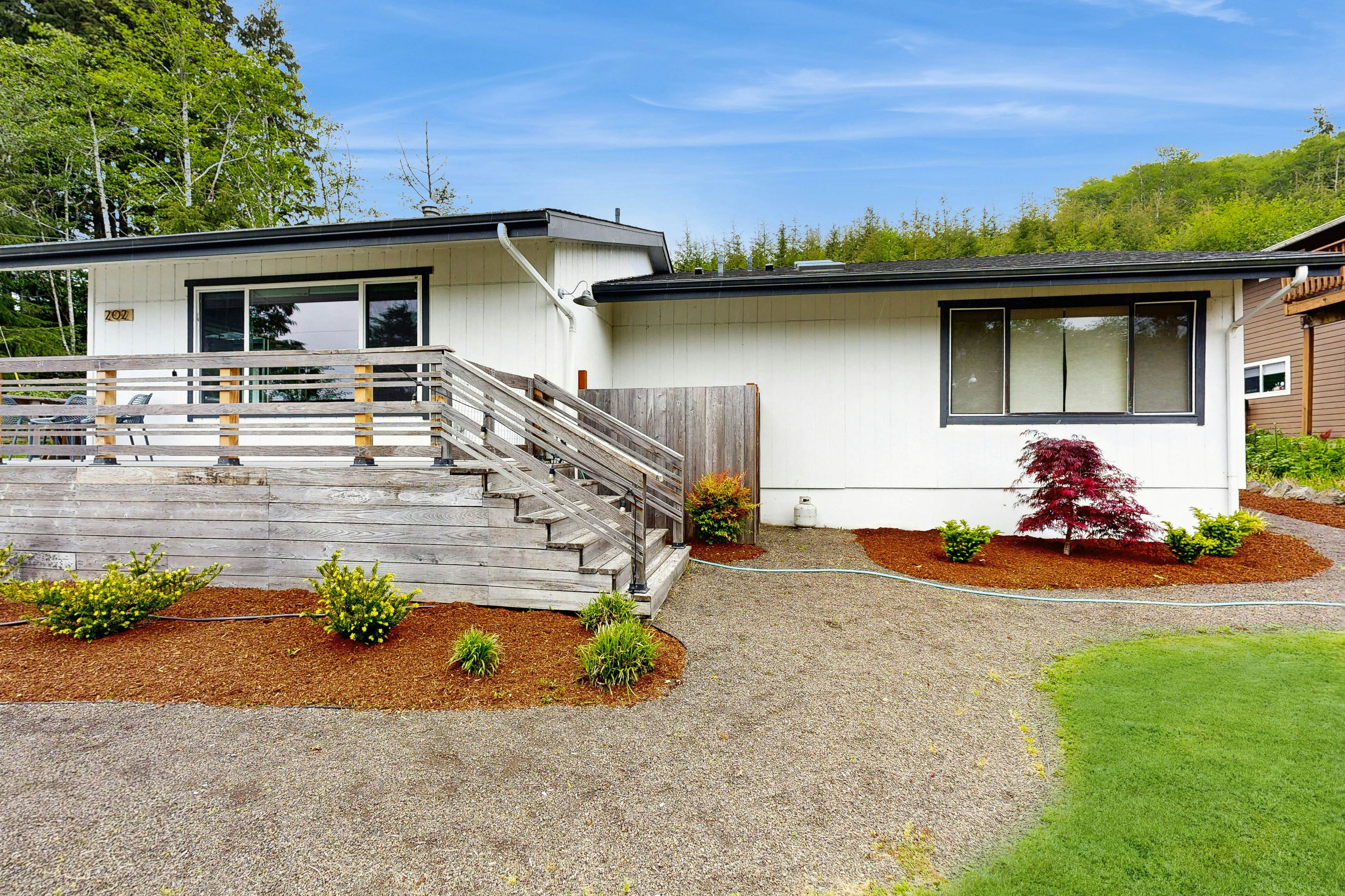 Dog friendly two story home with furnished deck mountain views and foosball table