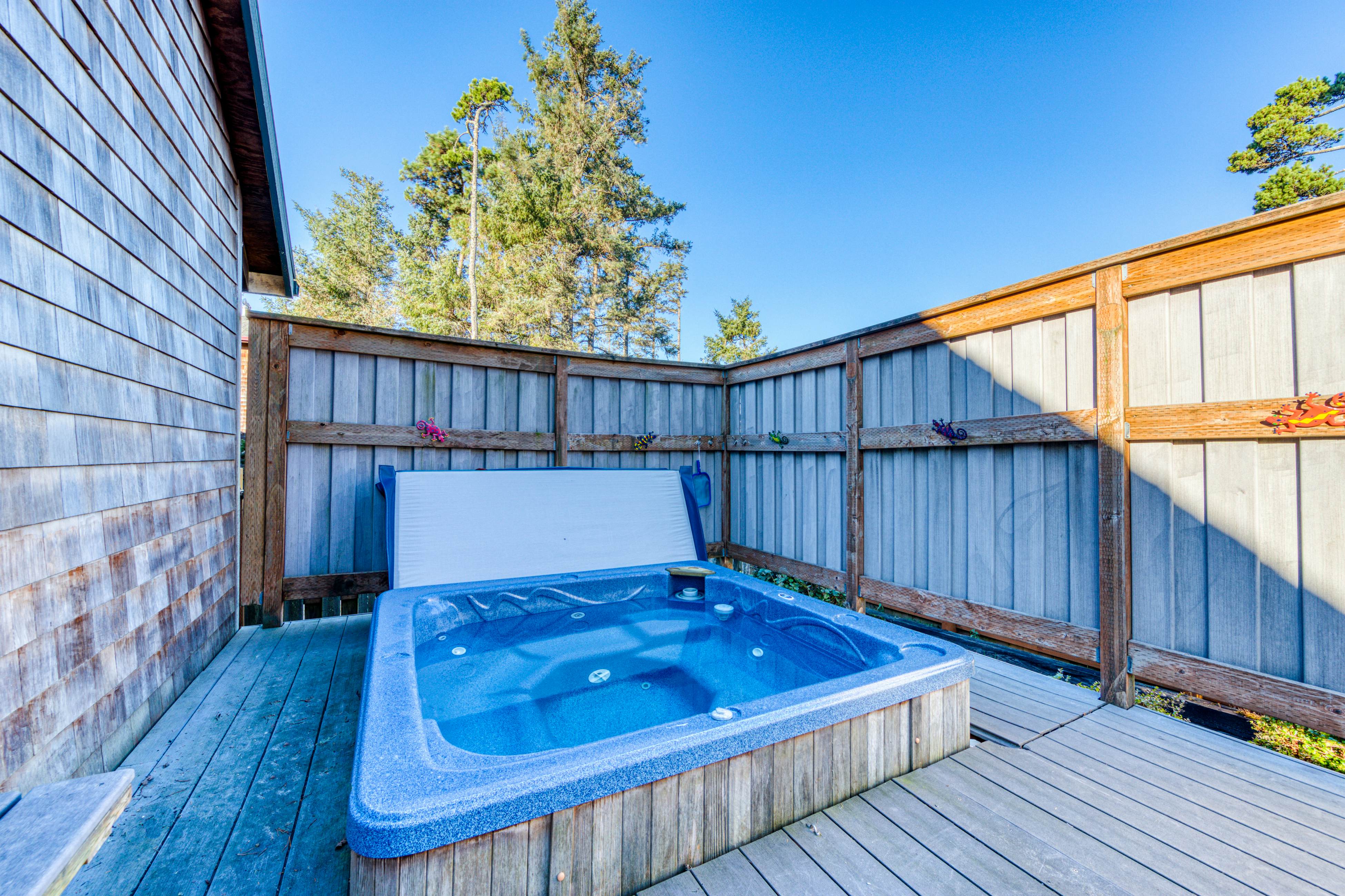 Modern dog-friendly house w/ private hot tub, gas fireplace, & free WiFi