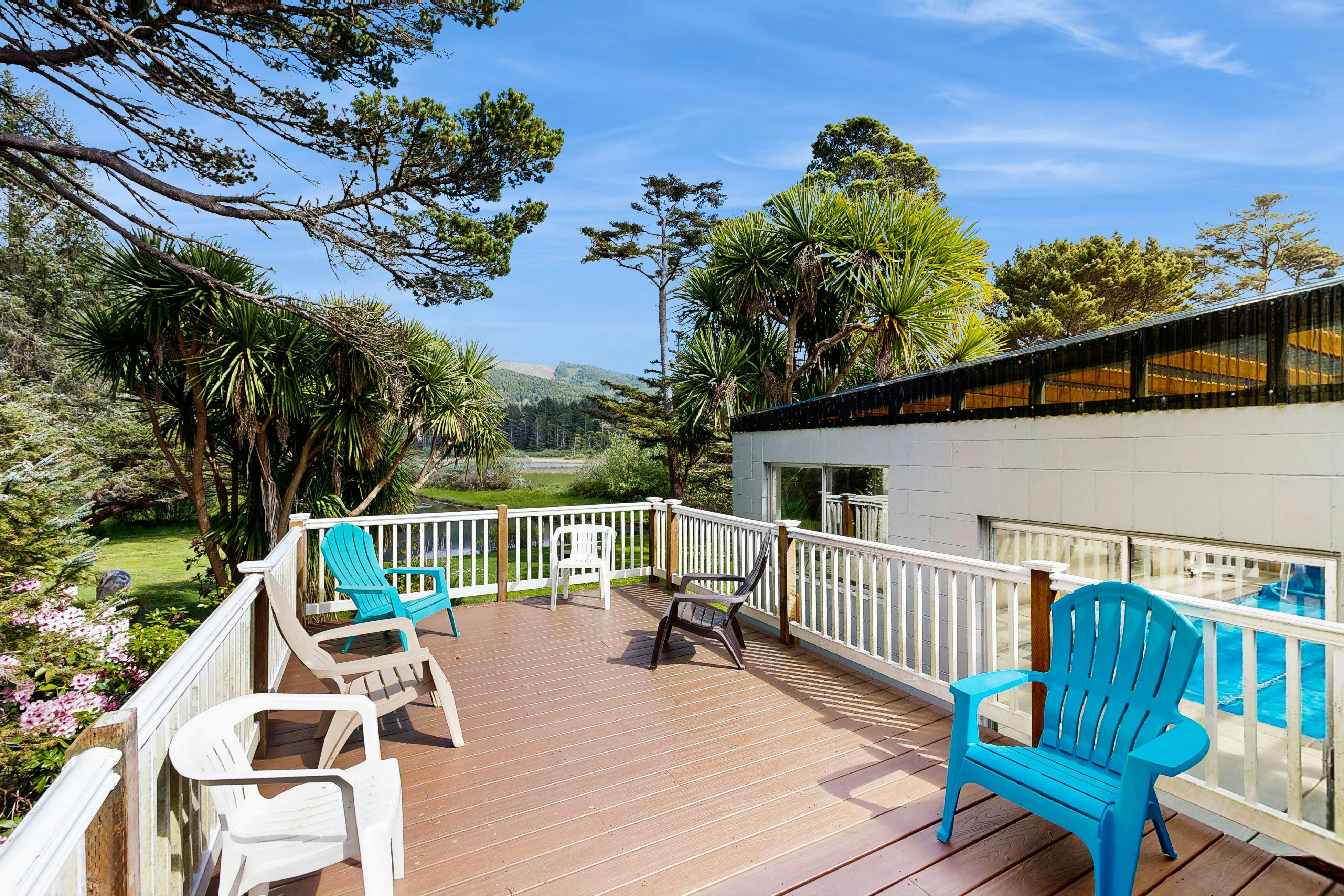 Centrally located home with lake views, private pool & spacious deck