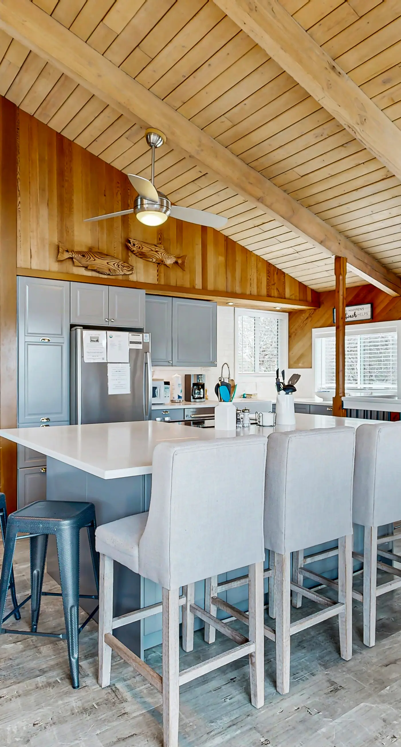 Renovated home near beach access with two kitchens and fireplace dog friendly