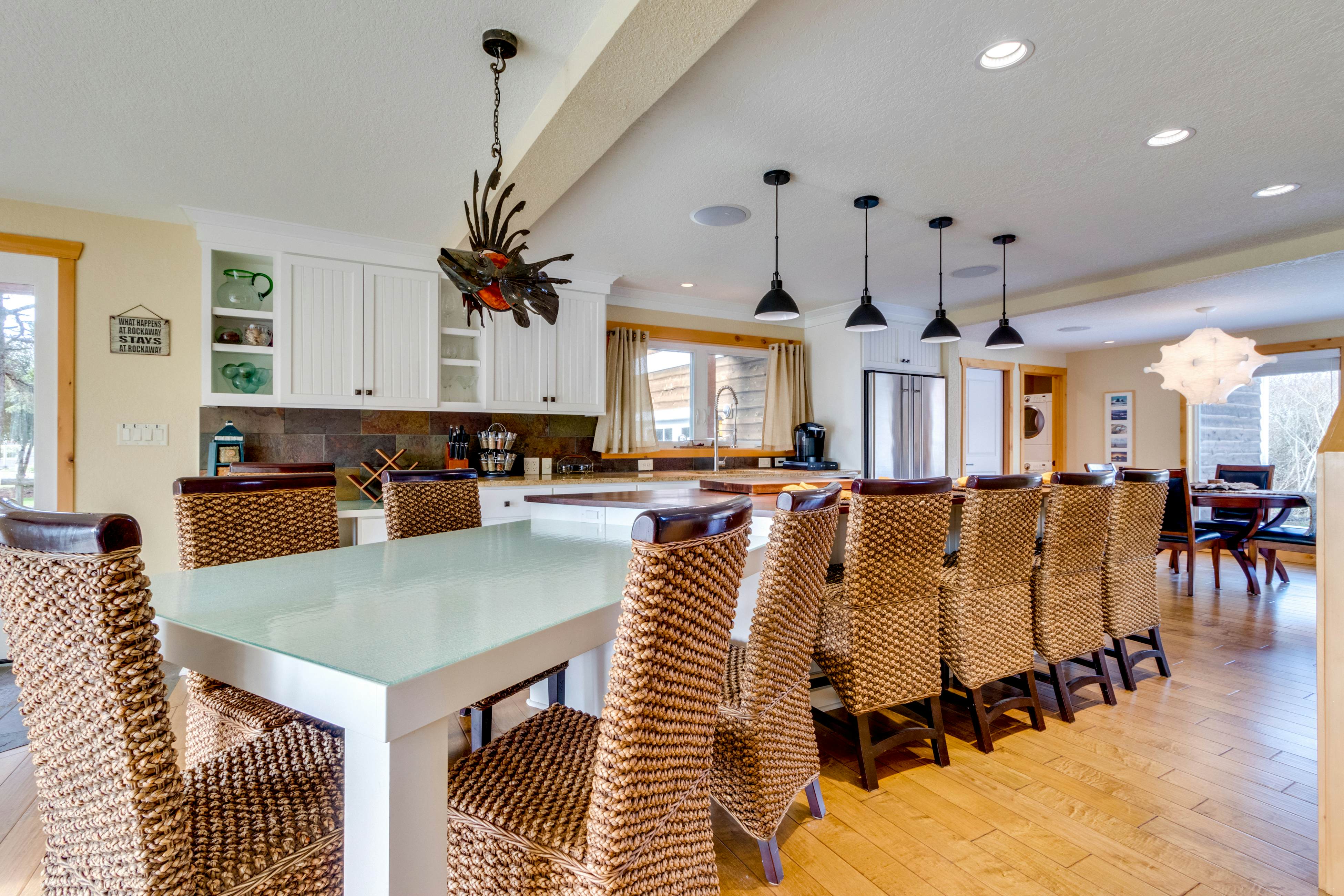 Waterfront home with furnished deck, firepit & amazing views - walk to the beach