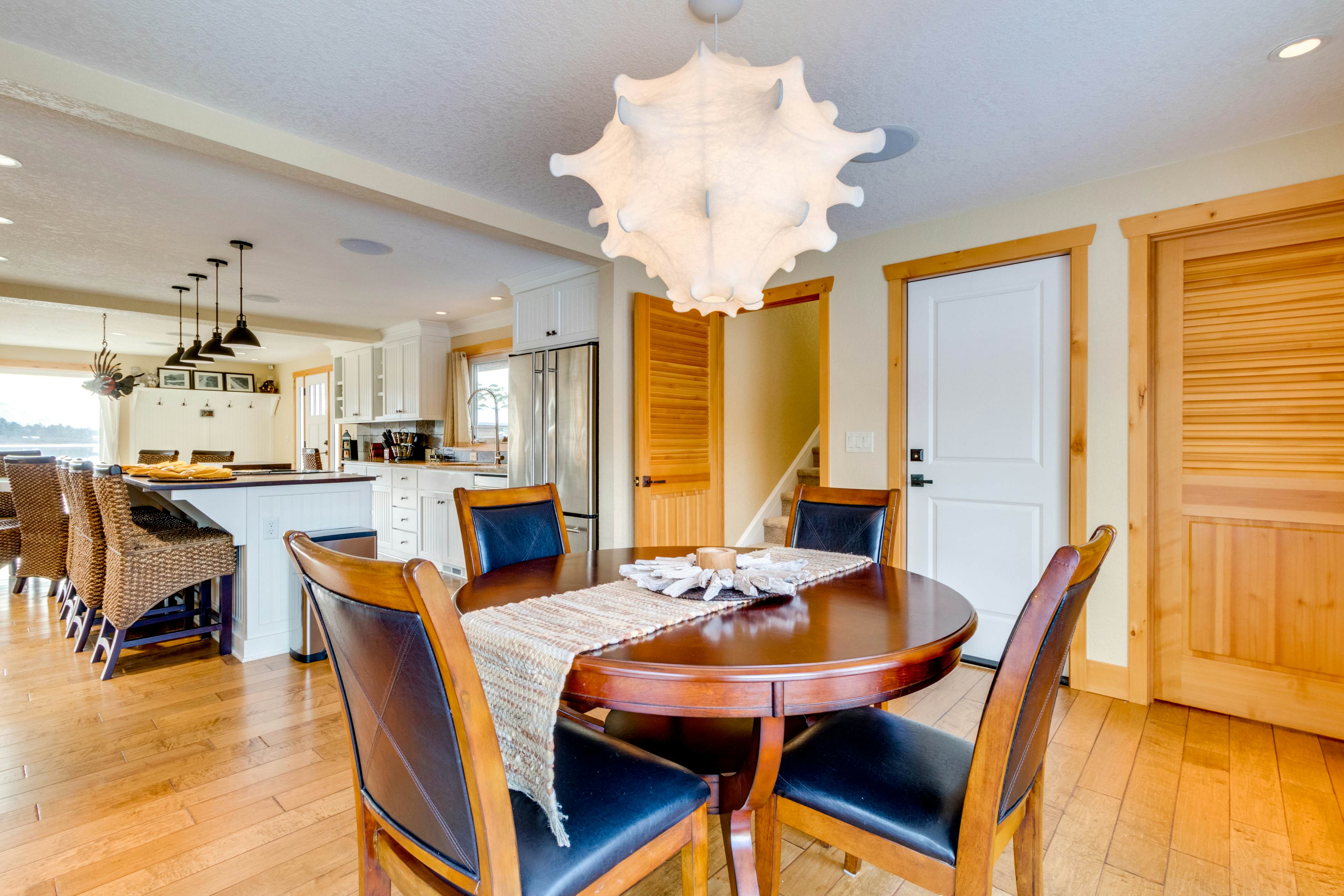 Waterfront home with furnished deck, firepit & amazing views - walk to the beach