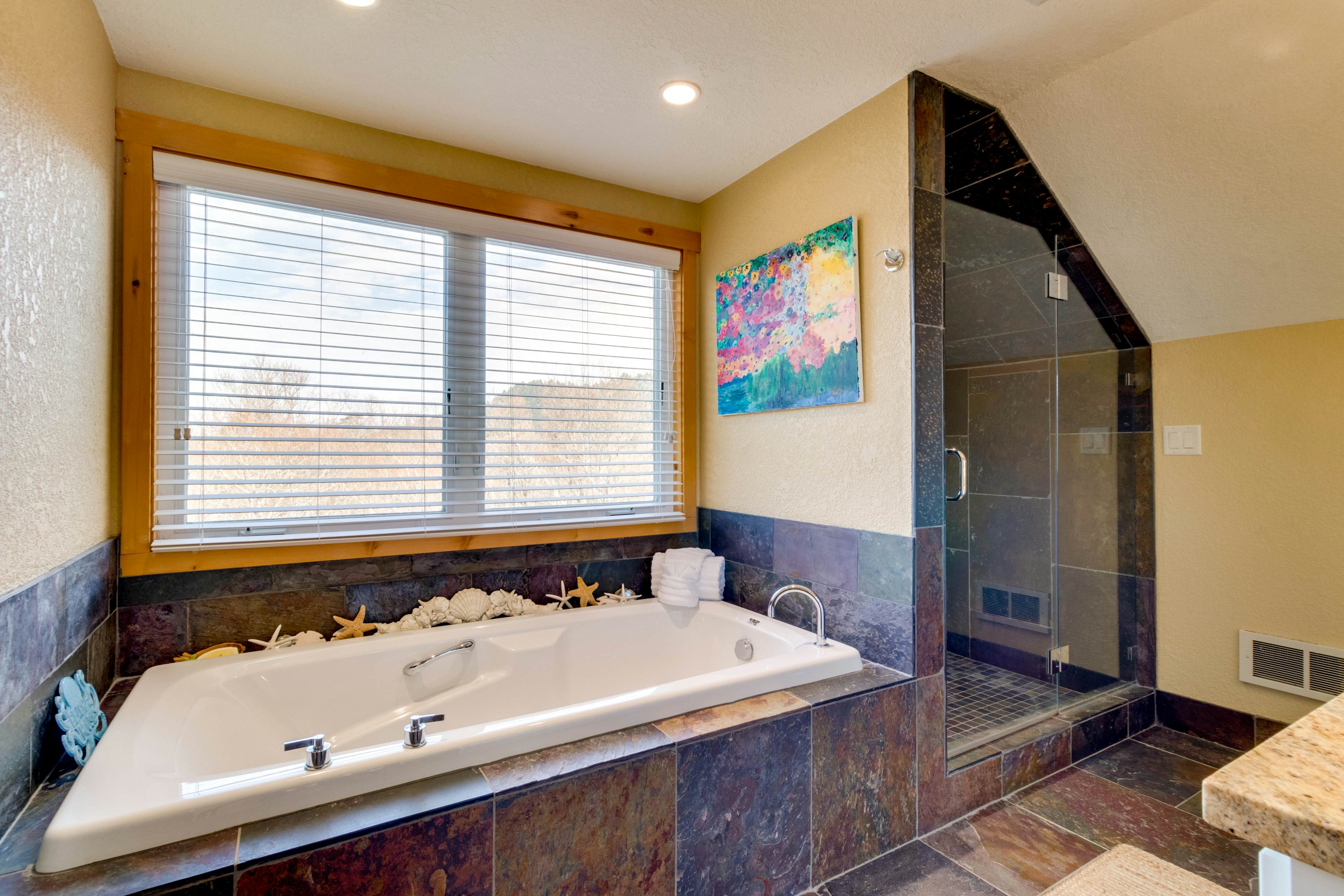 Waterfront home with furnished deck, firepit & amazing views - walk to the beach