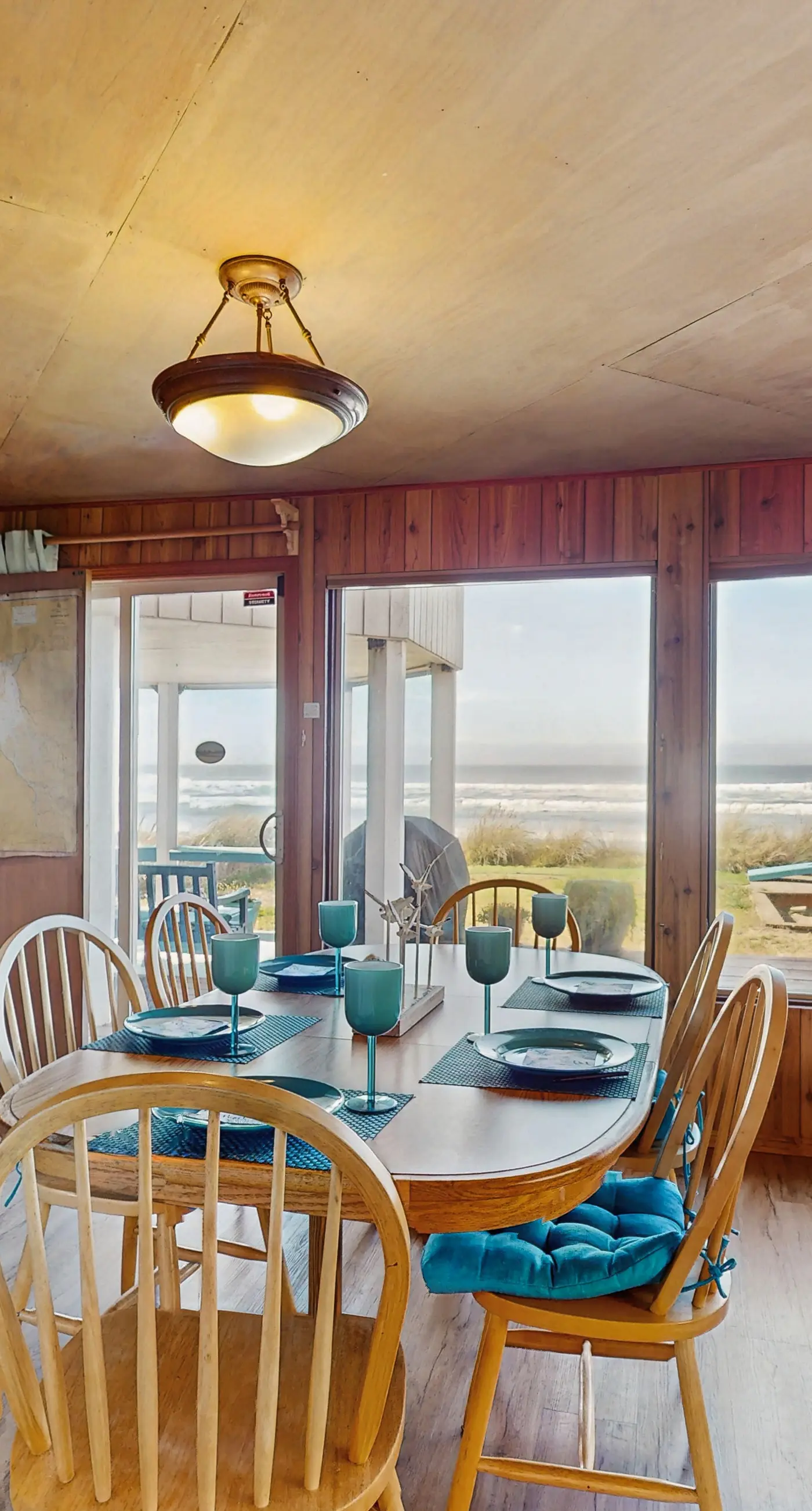 Dog friendly oceanfront house with sweeping ocean views and wood burning fireplace