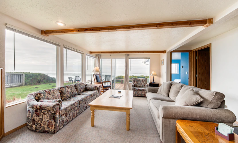 Dog Friendly Oceanfront Home with Easy Beach Access, Large Deck & Walk to Park