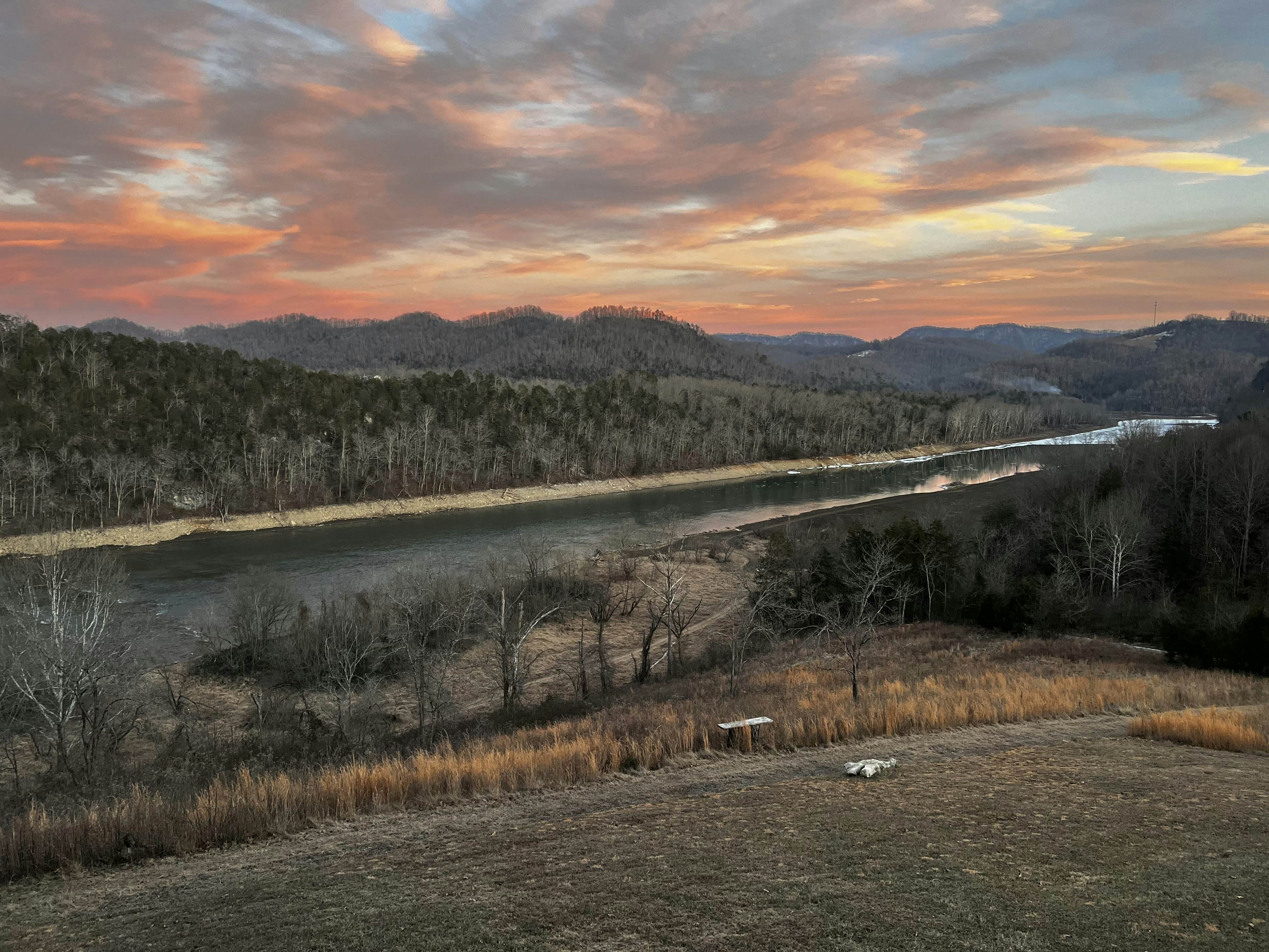 Lovely dog-friendly cabin overlooking the river w/kids games, Wi-Fi