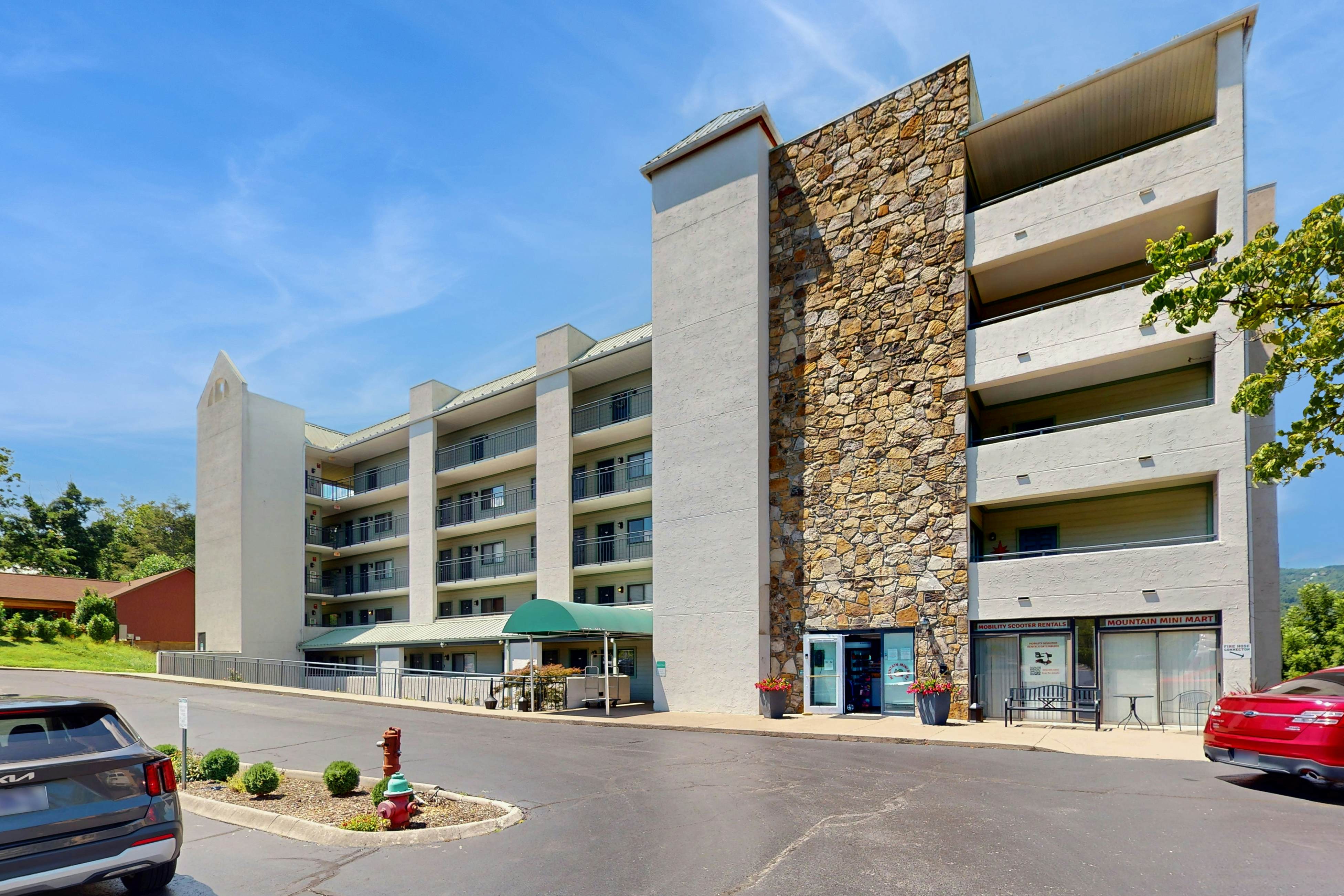 Inviting condo w/ free attraction tickets, views, pool, fireplace, & balcony