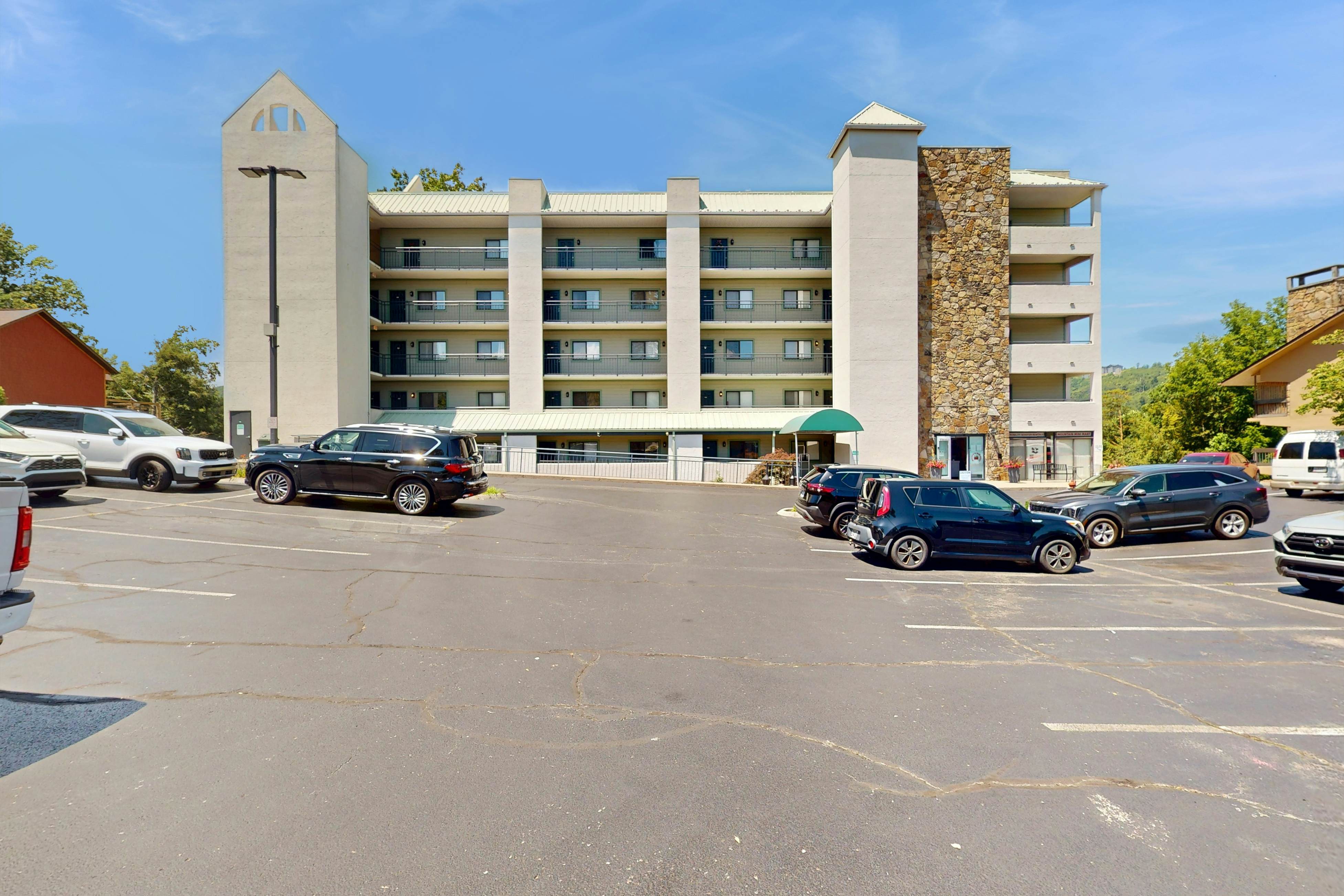 Inviting condo w/ free attraction tickets, views, pool, fireplace, & balcony