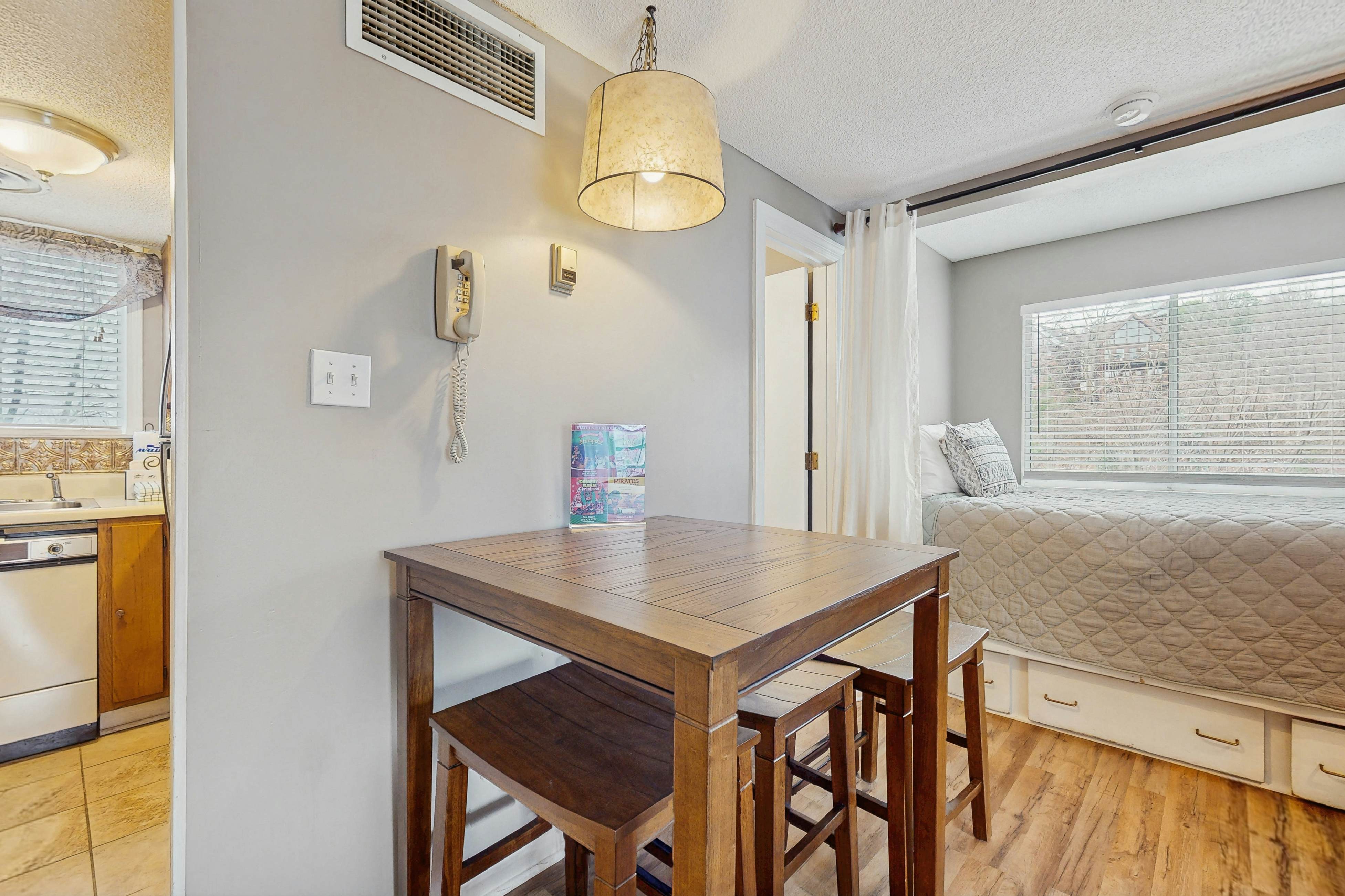 Lovely studio w/ free attraction tickets, mountain views, deck, & fireplace