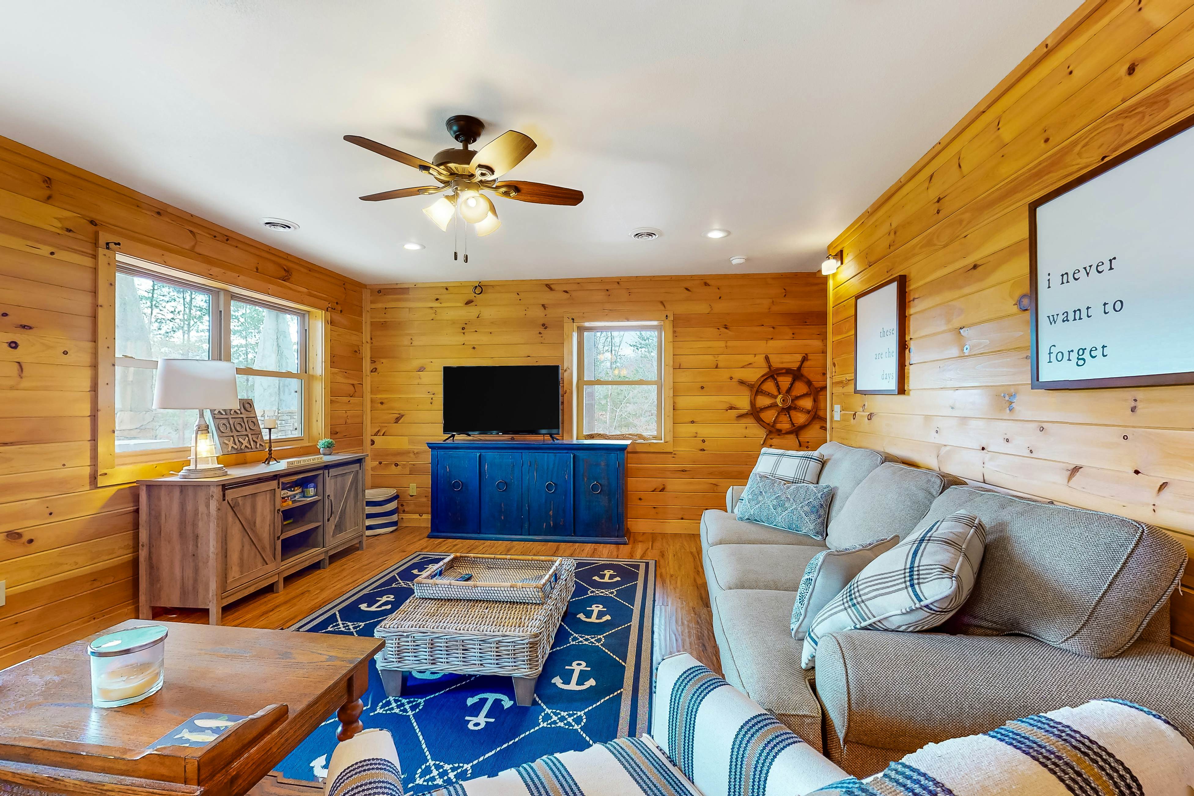 Dog-friendly lakefront house with hot tub, central AC, & mountain view