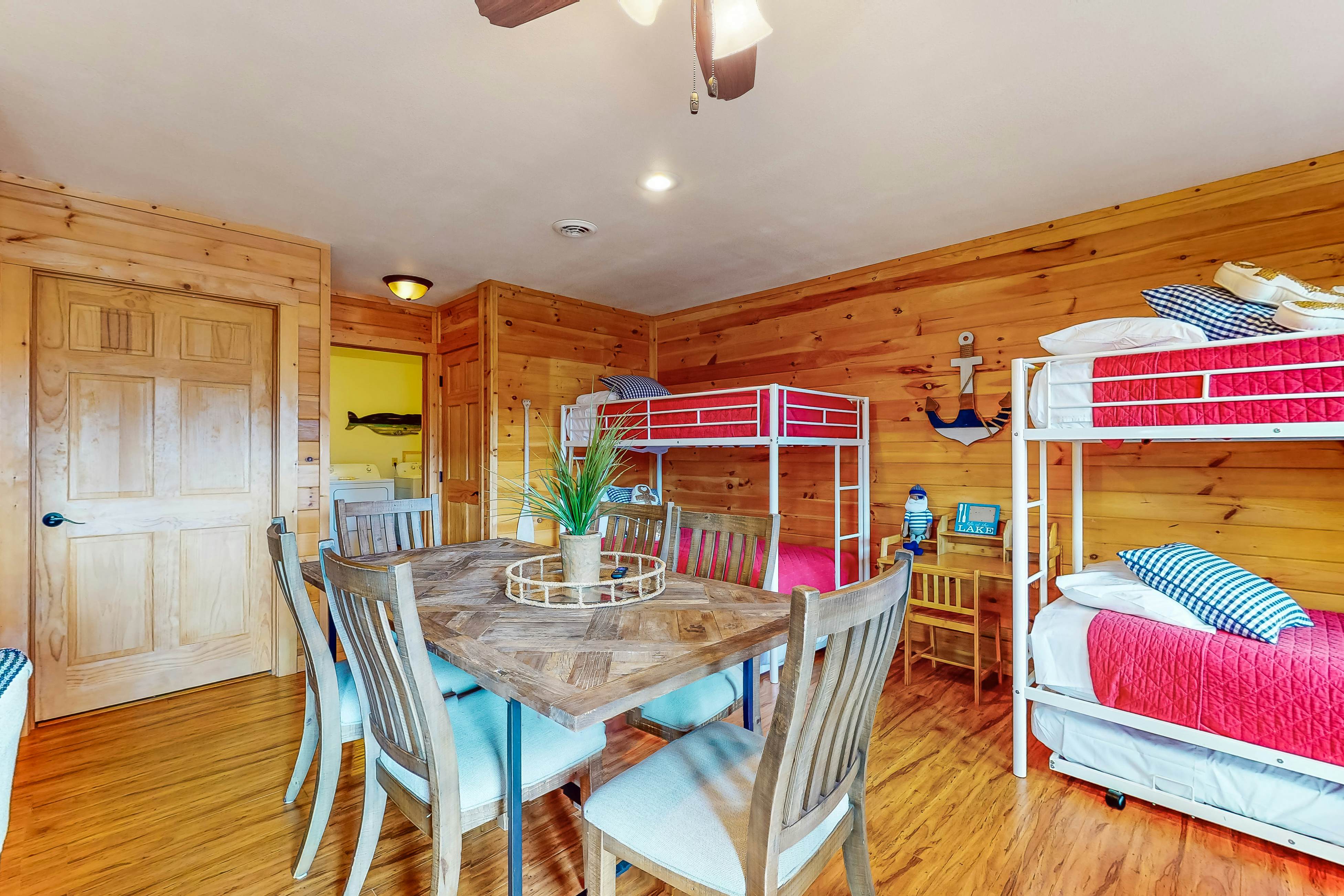 Dog-friendly lakefront house with hot tub, central AC, & mountain view