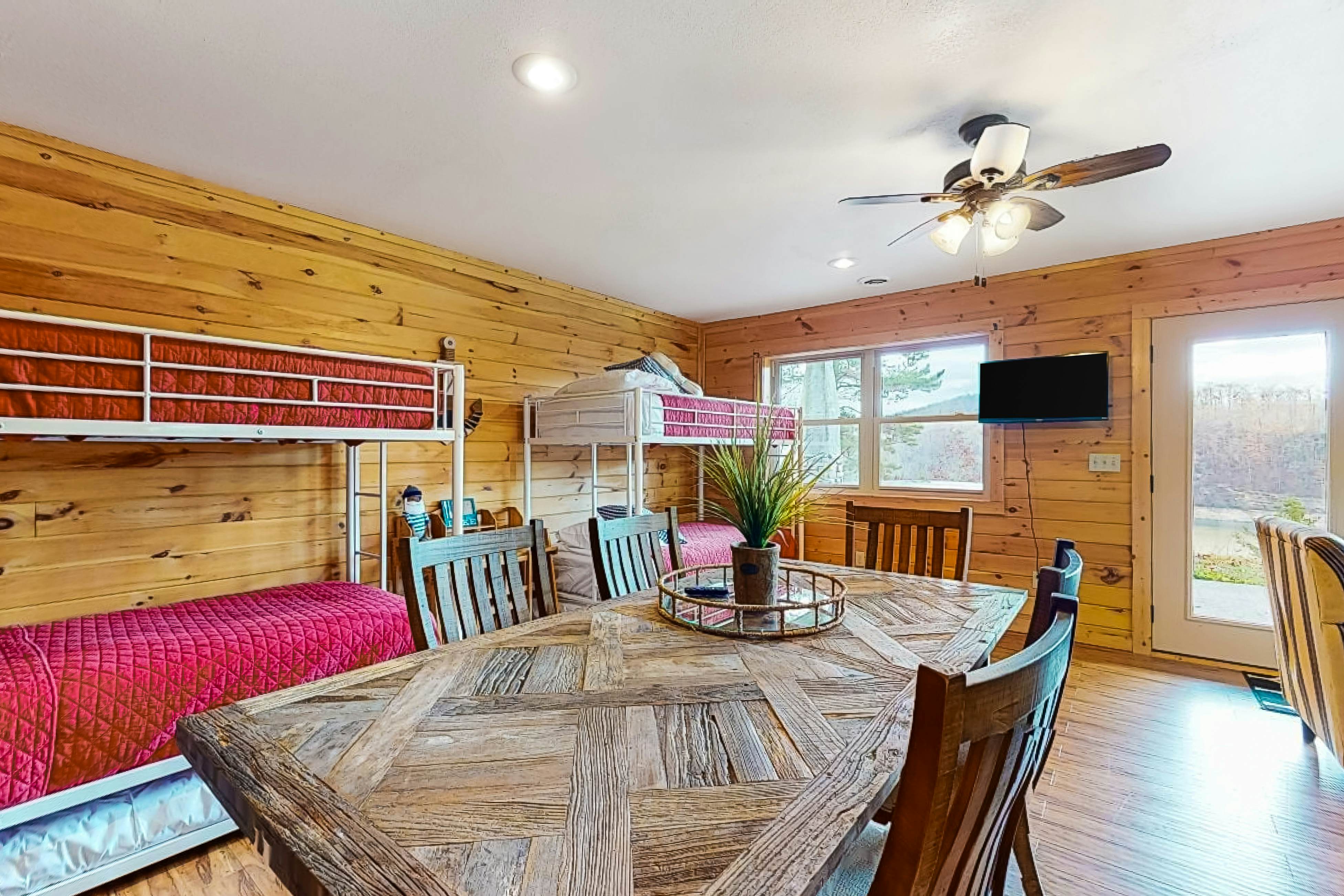 Dog-friendly lakefront house with hot tub, central AC, & mountain view