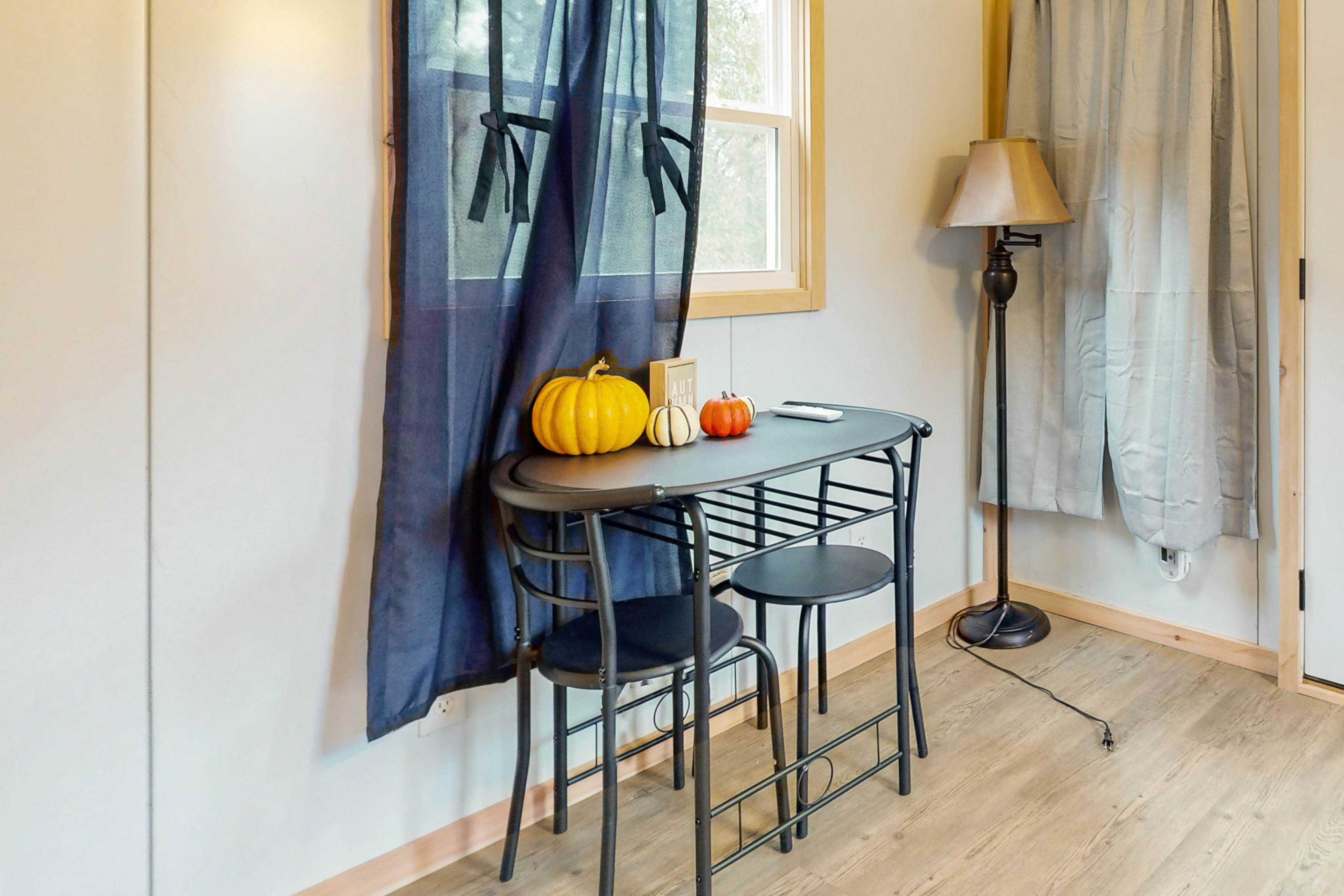 Tiny home studio with kitchenette, grill and front porch