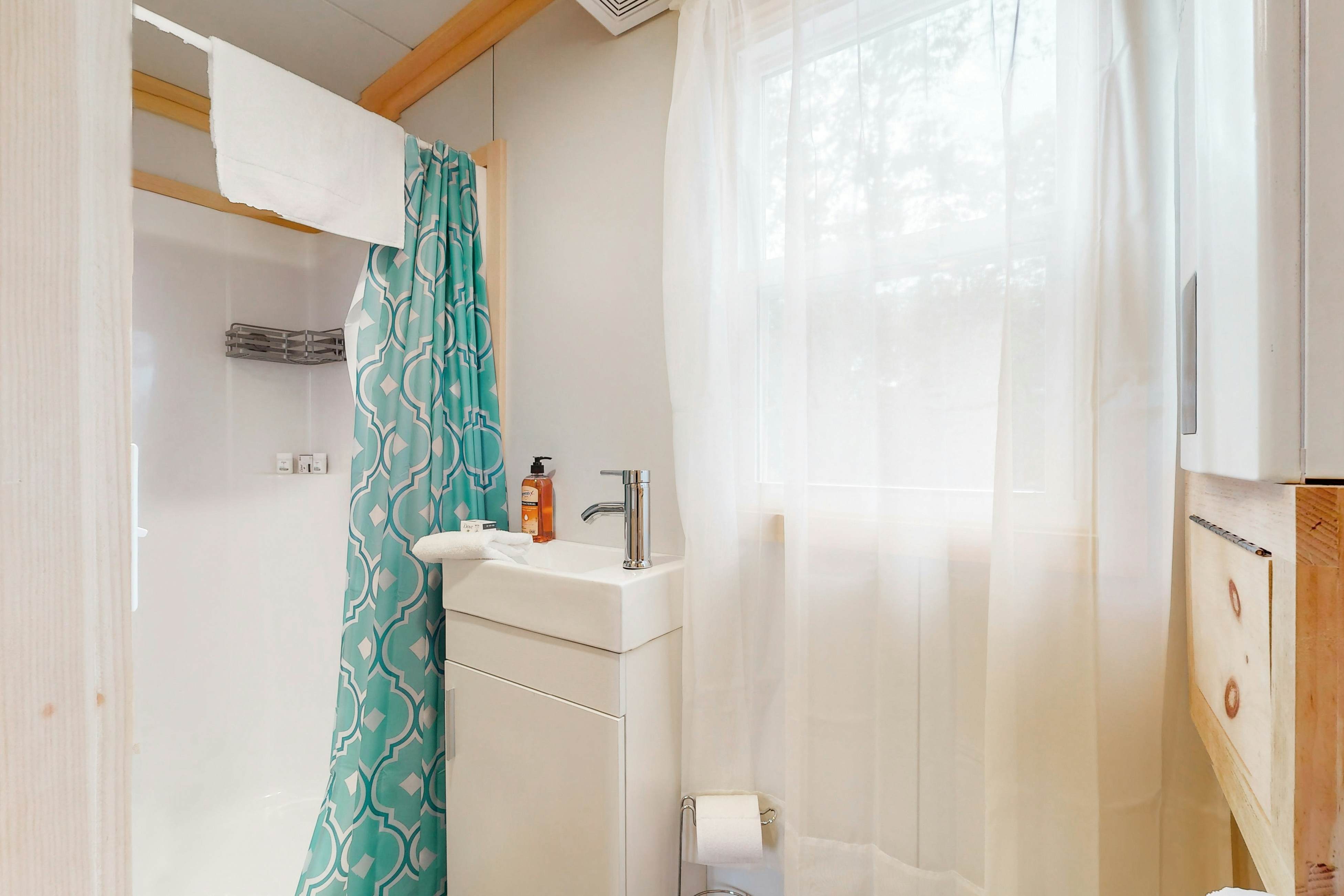 Tiny home studio with kitchenette, grill and front porch