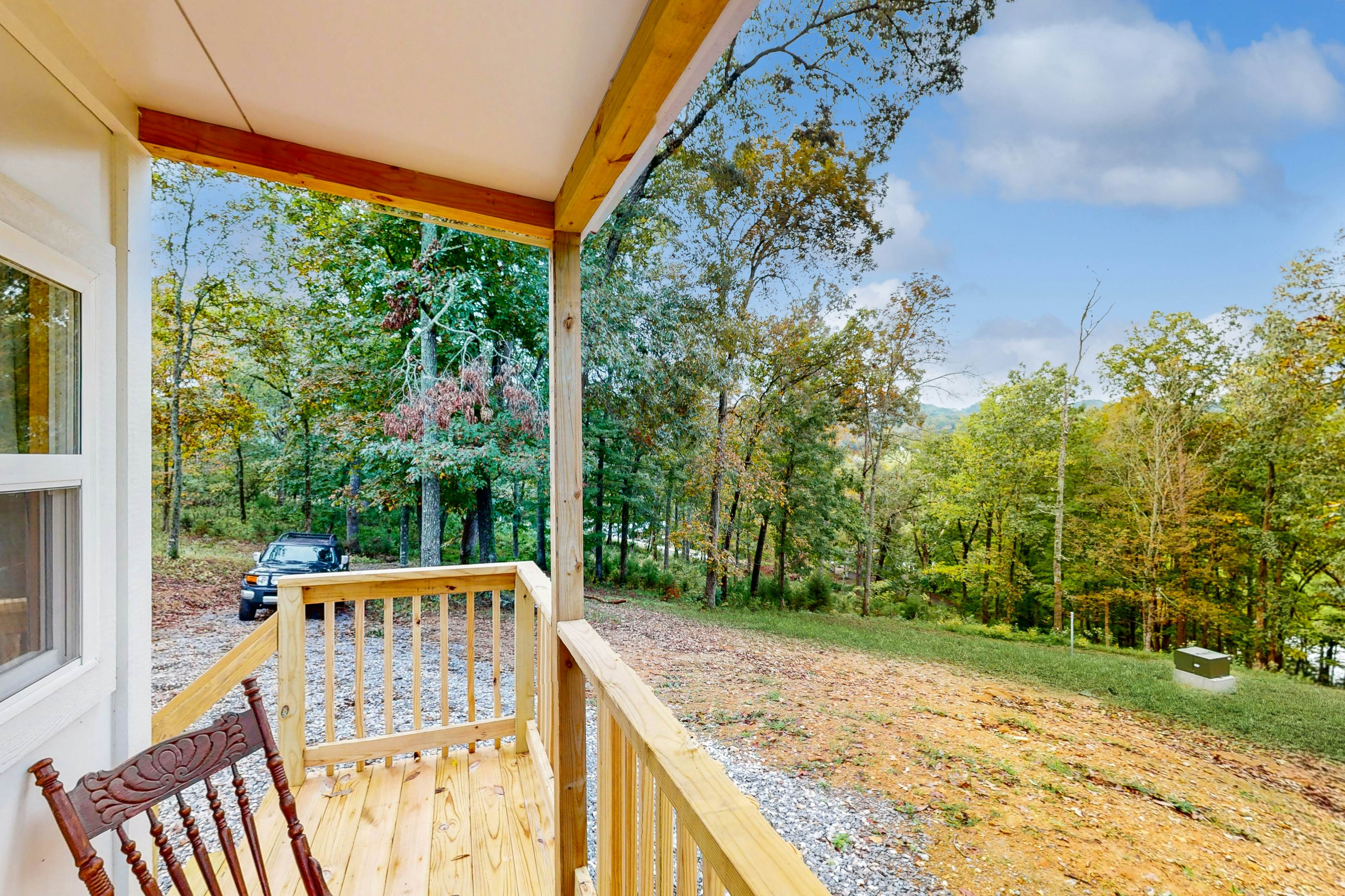 Tiny home studio with kitchenette, grill and front porch