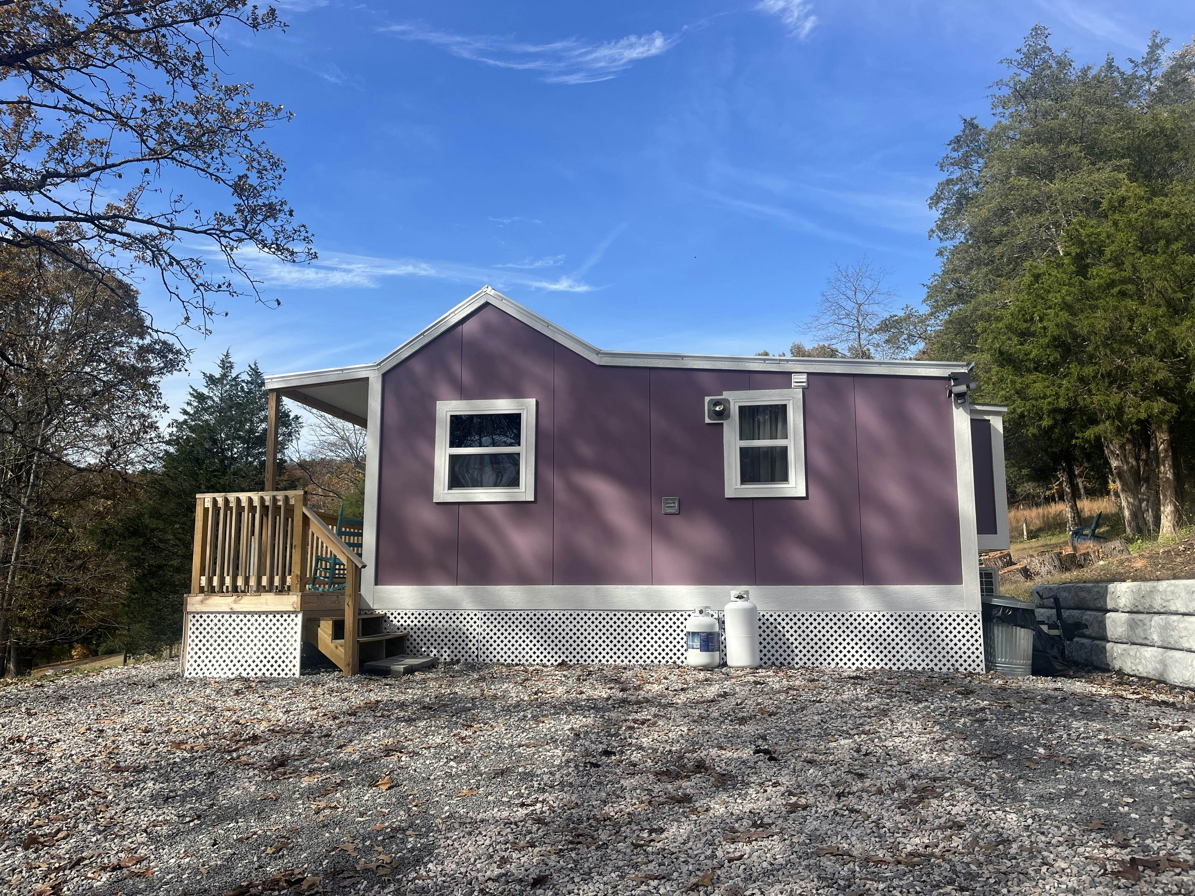 Tiny home studio with kitchenette, grill and front porch