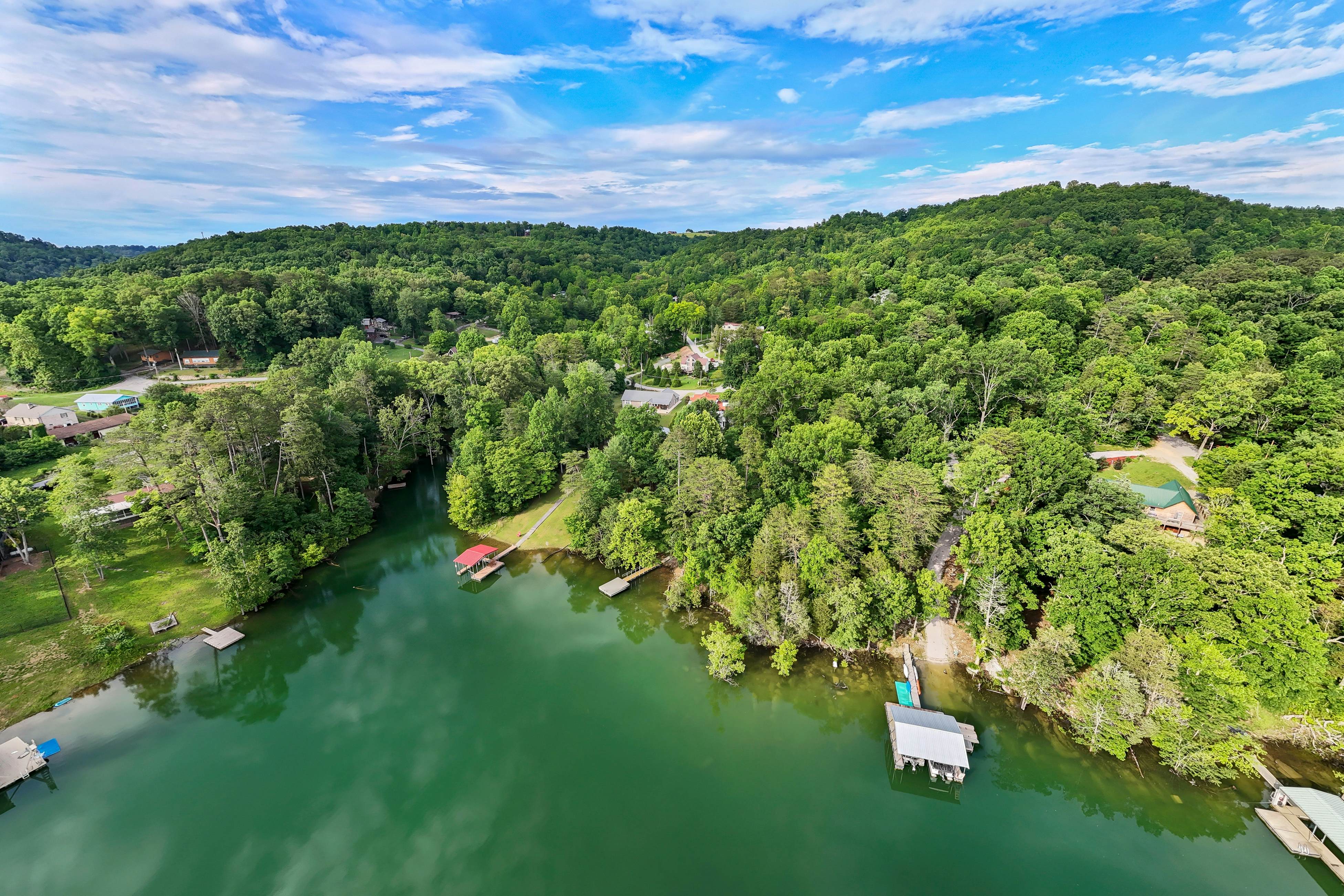 Custom Norris Lake home in no-wake zone w/ hot tub & two kitchens - dog-friendly