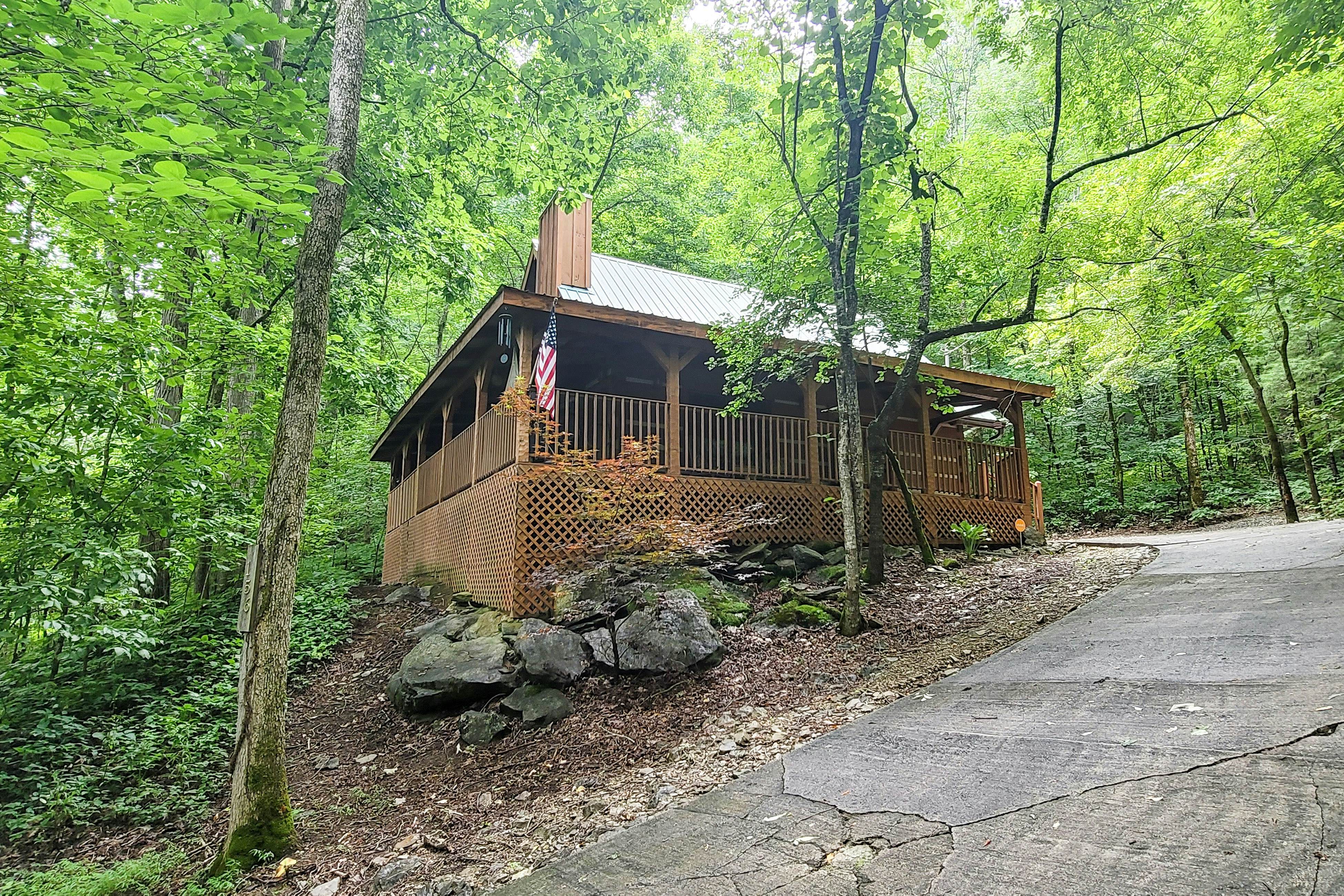 Treetop cabin with Free Attraction TIckets, private hot tub, seasonal pool, deck