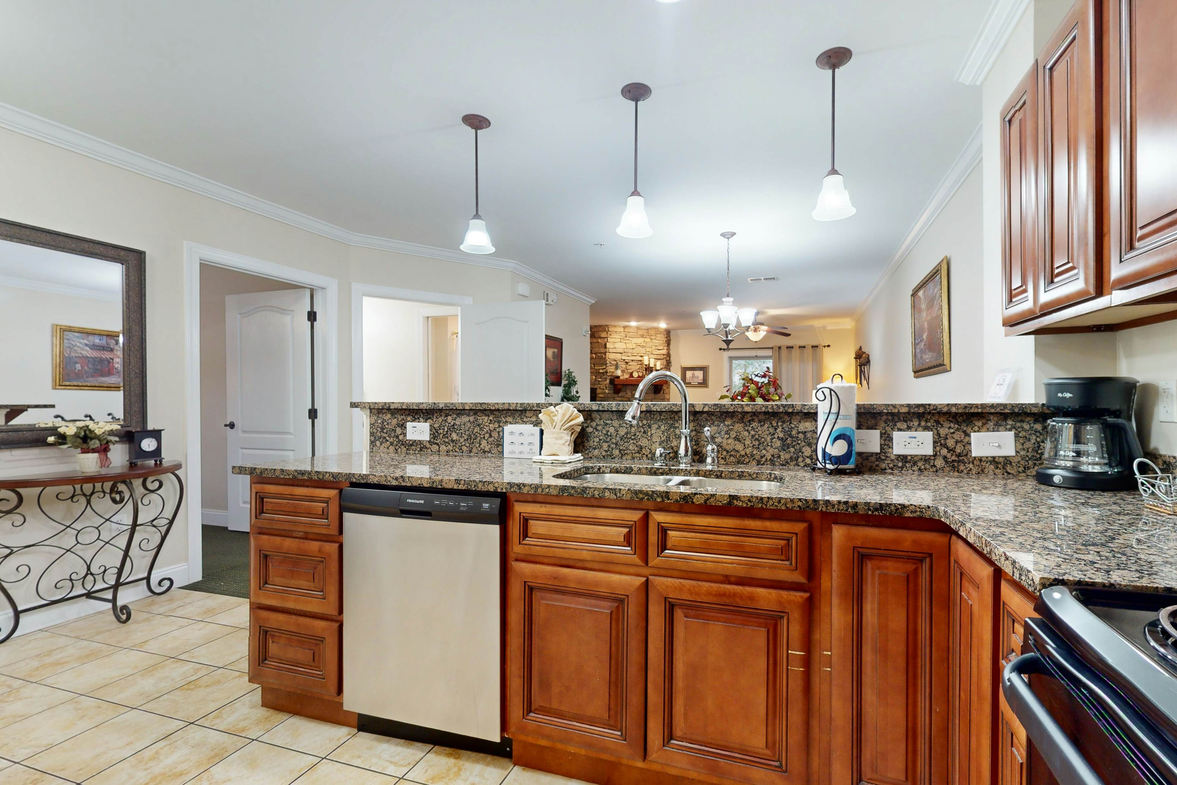 Mountain view condo w/ free attraction tickets, fireplace, & seasonal pool