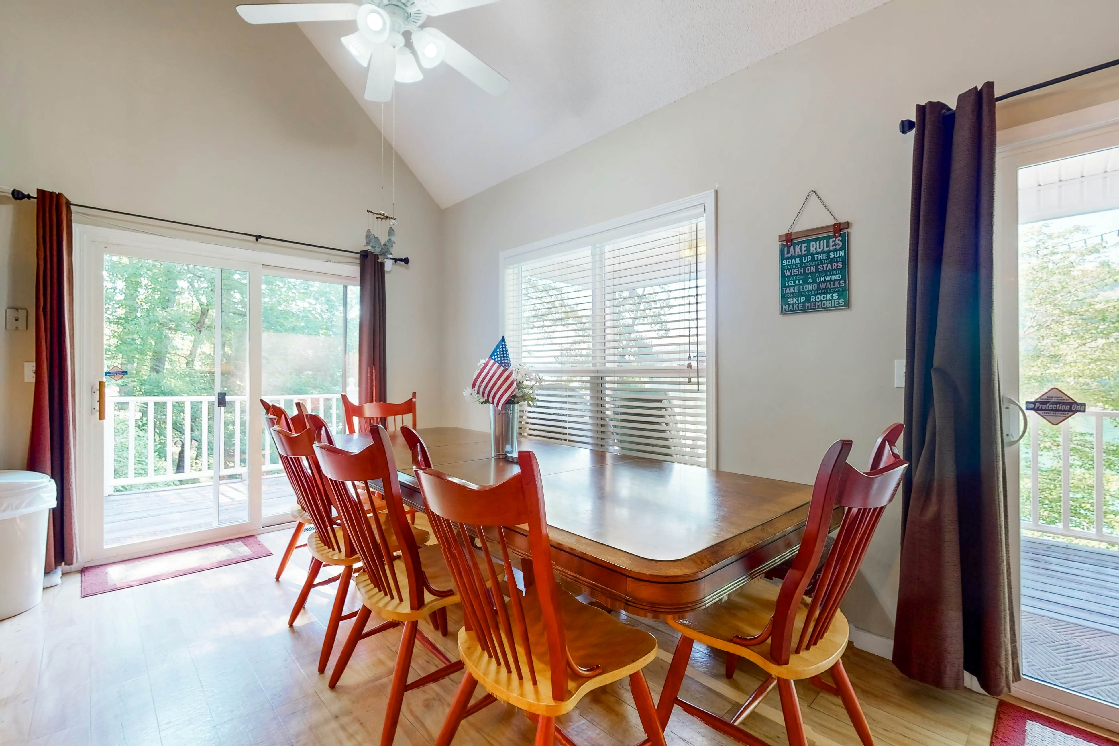 Lake front home with games, fire pit, gas grill and dock