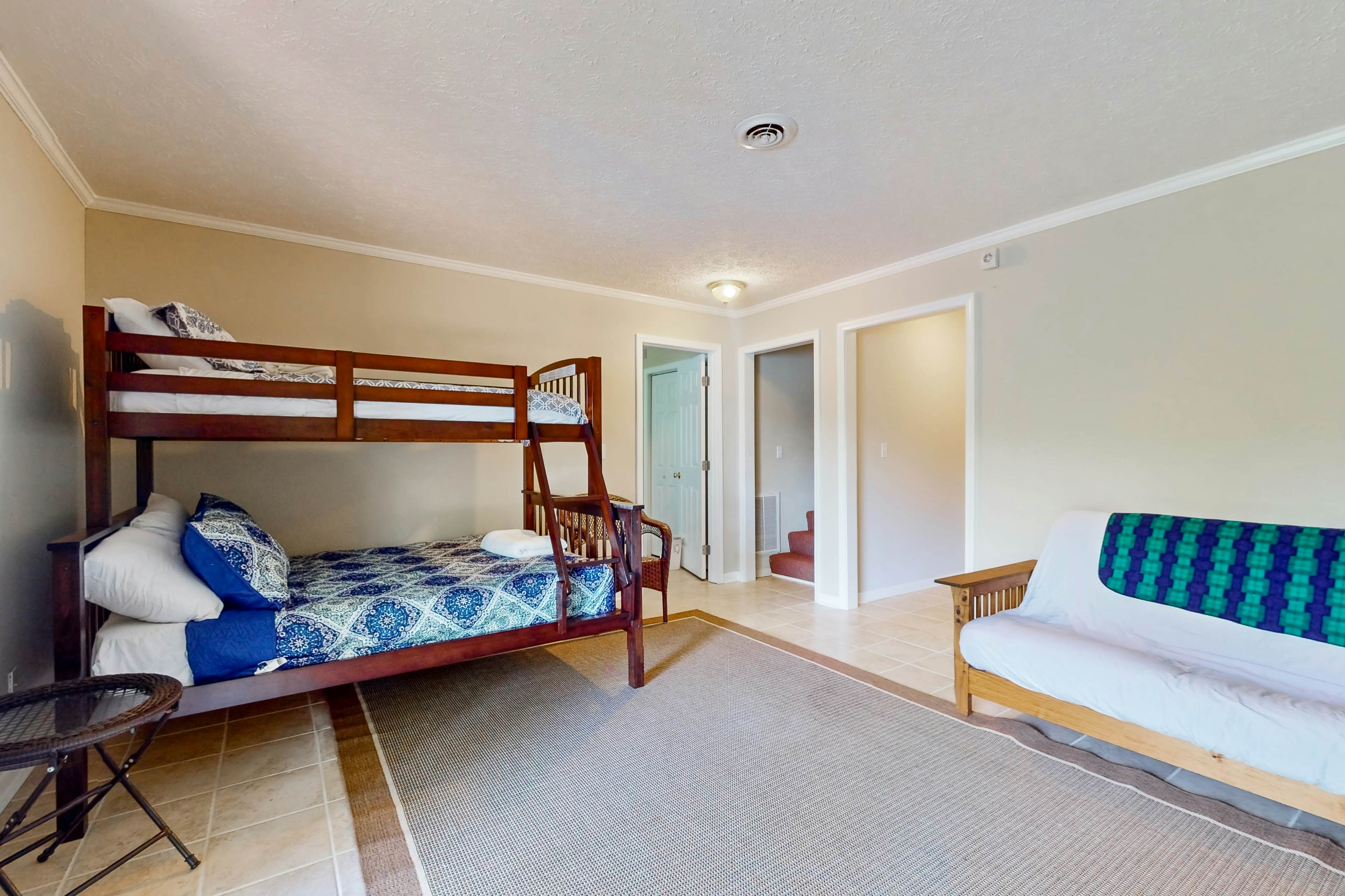 Lake front home with games, fire pit, gas grill and dock