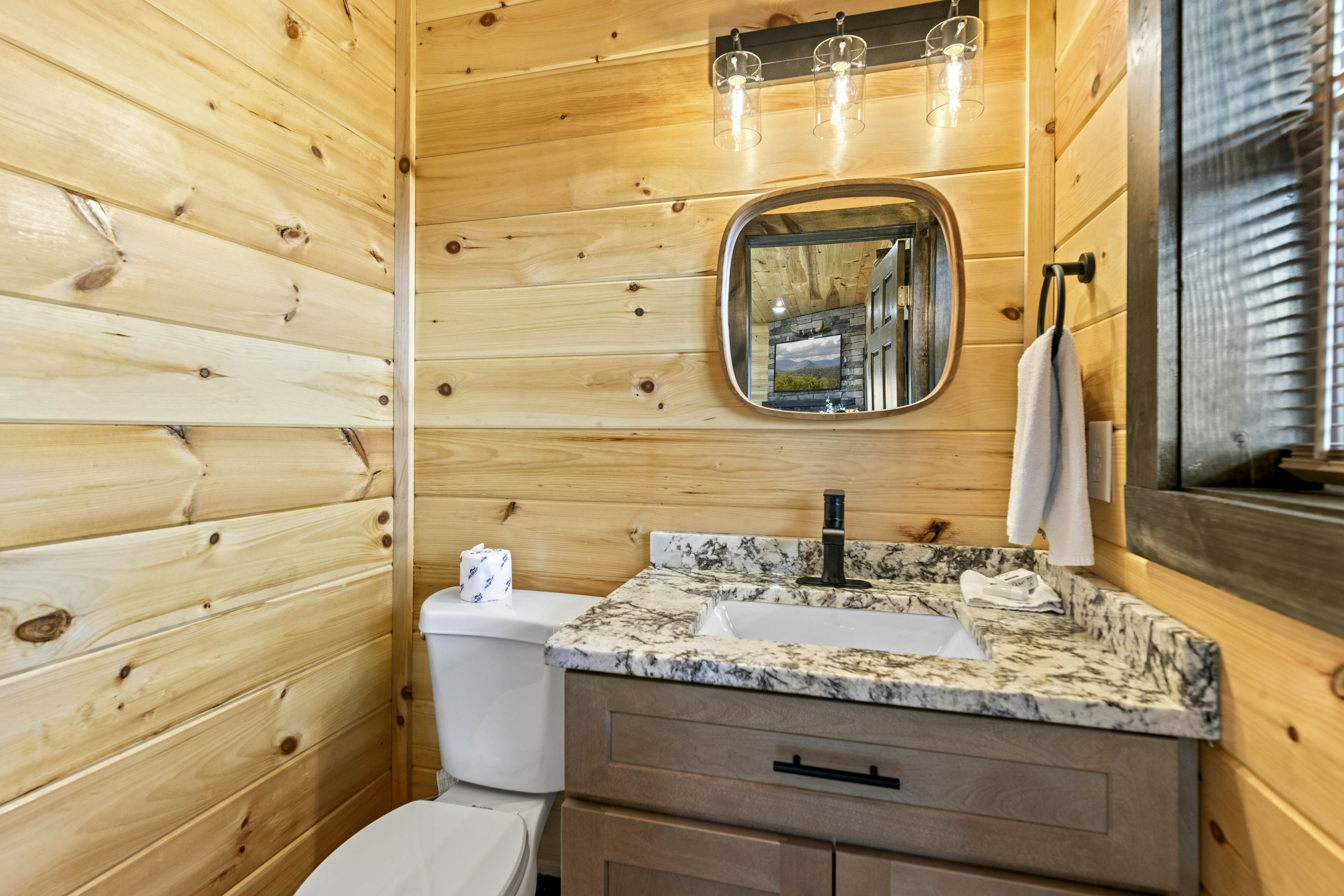 Lovely cabin with tons of amenities, pool, hot tub, theater, pool table, et al!