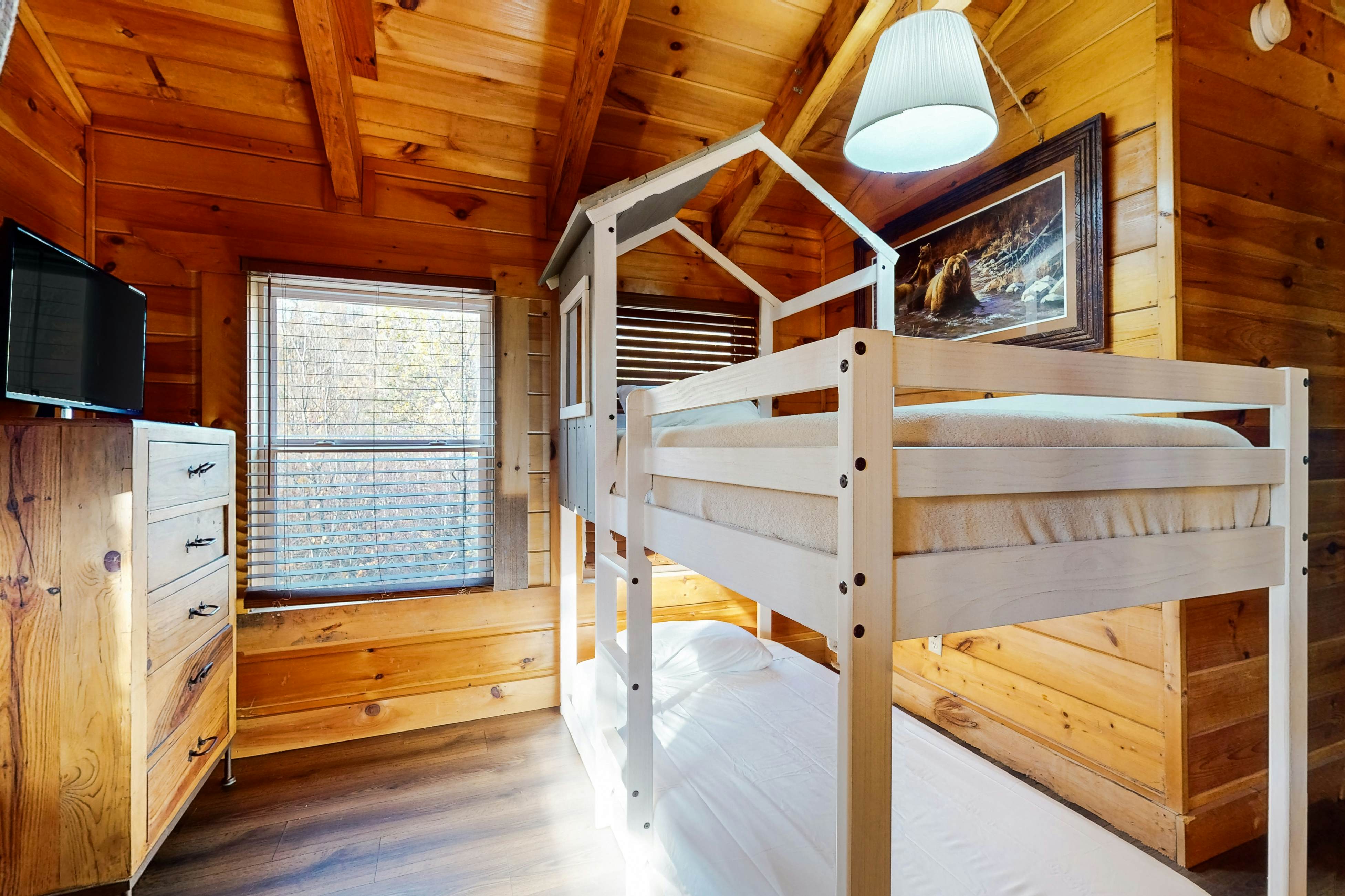 Comfy cabin w/pool table, theater, hot tub, Foosball, & free attraction tickets