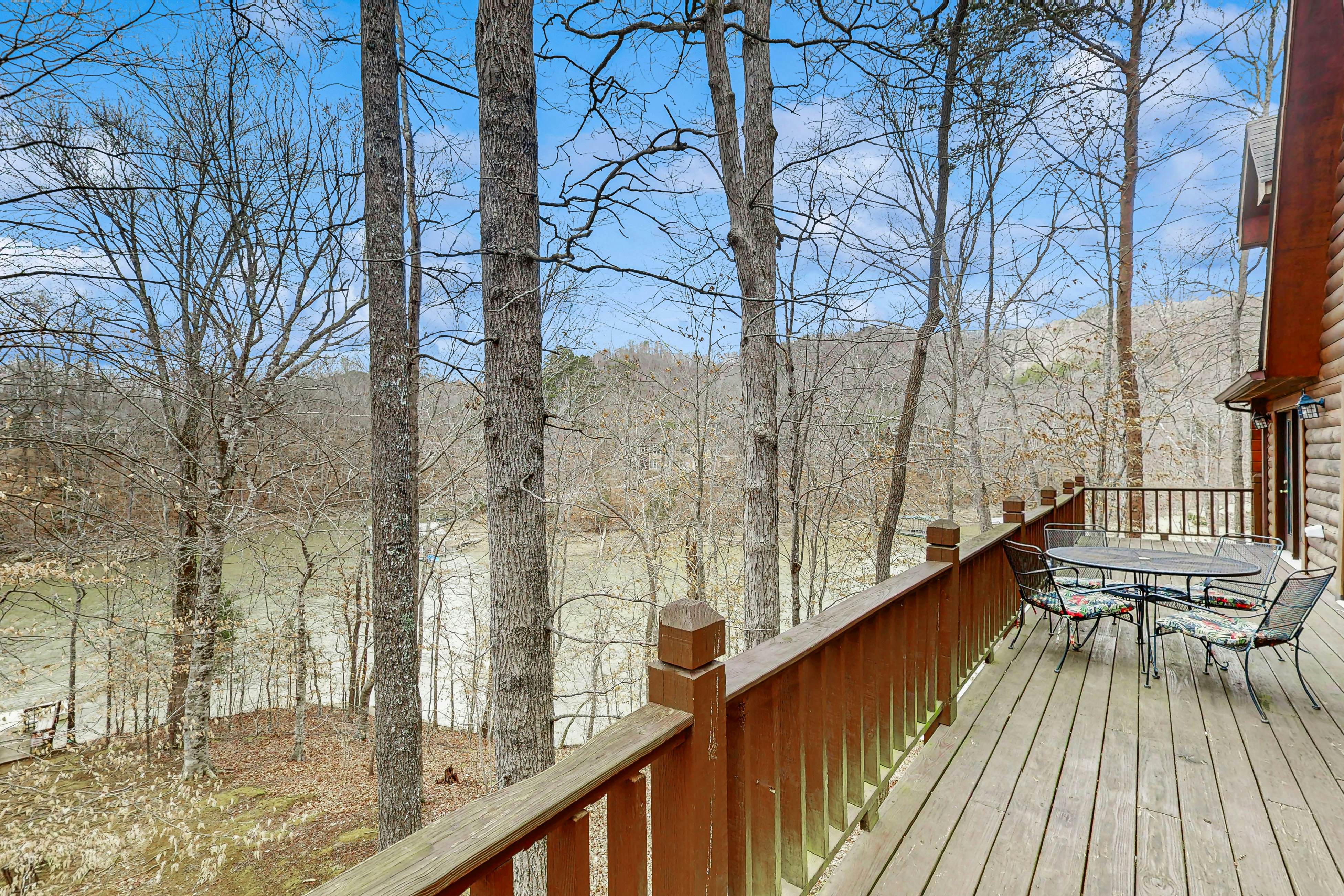 Dog-friendly lake home with private floating dock - jetted tub, firepit, & decks