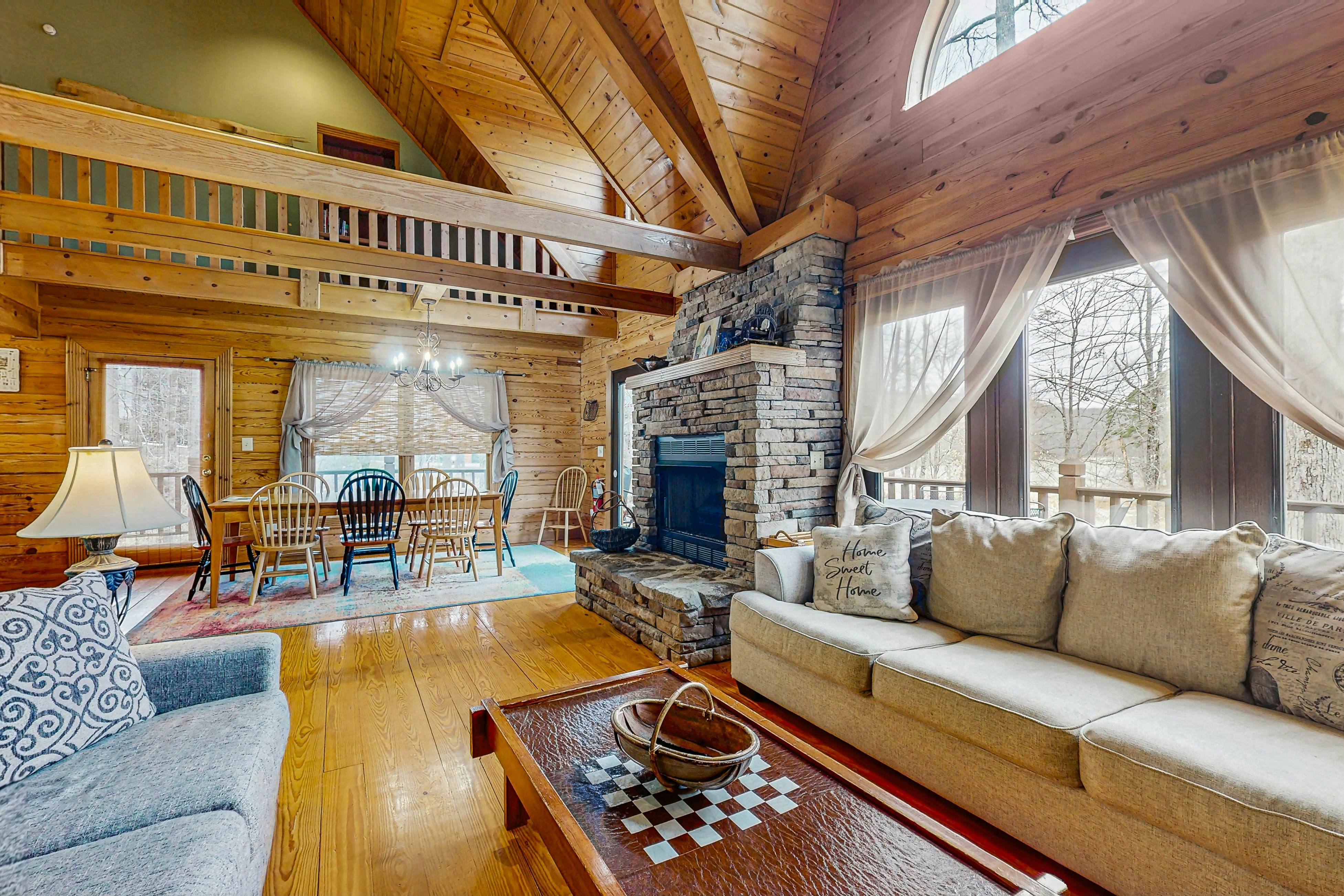 Dog-friendly lake home with private floating dock - jetted tub, firepit, & decks