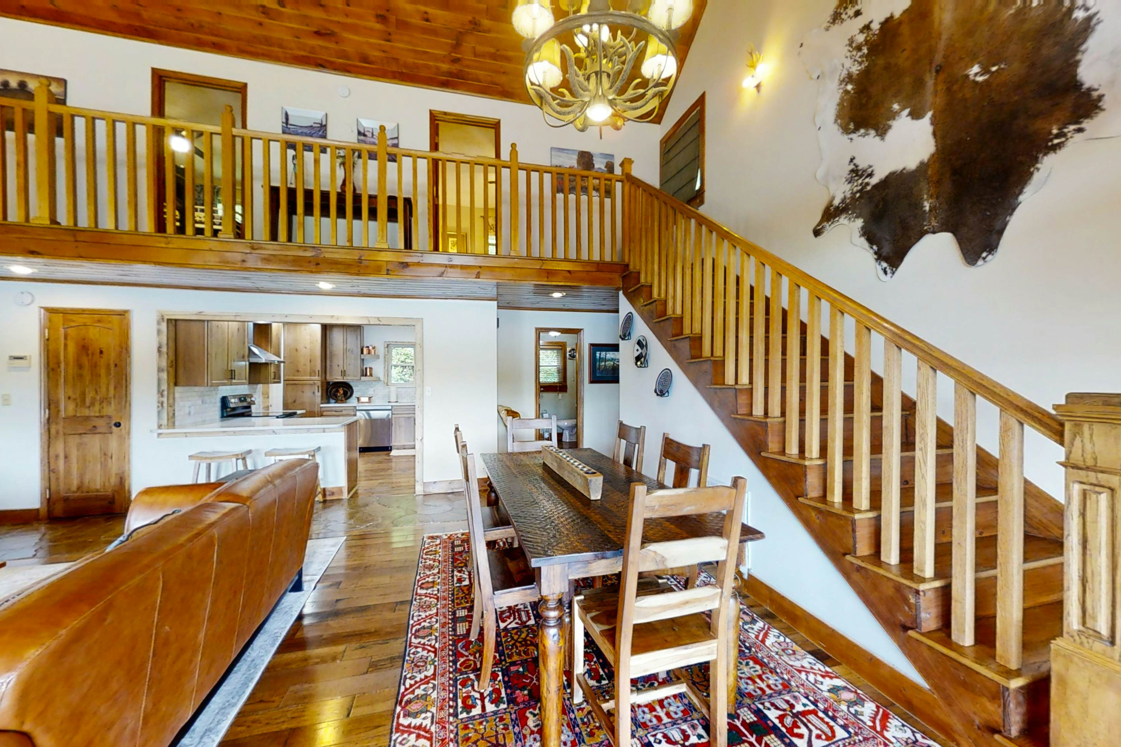 Lakefront home with amazing views, grill, fire pit, private dock, & AC