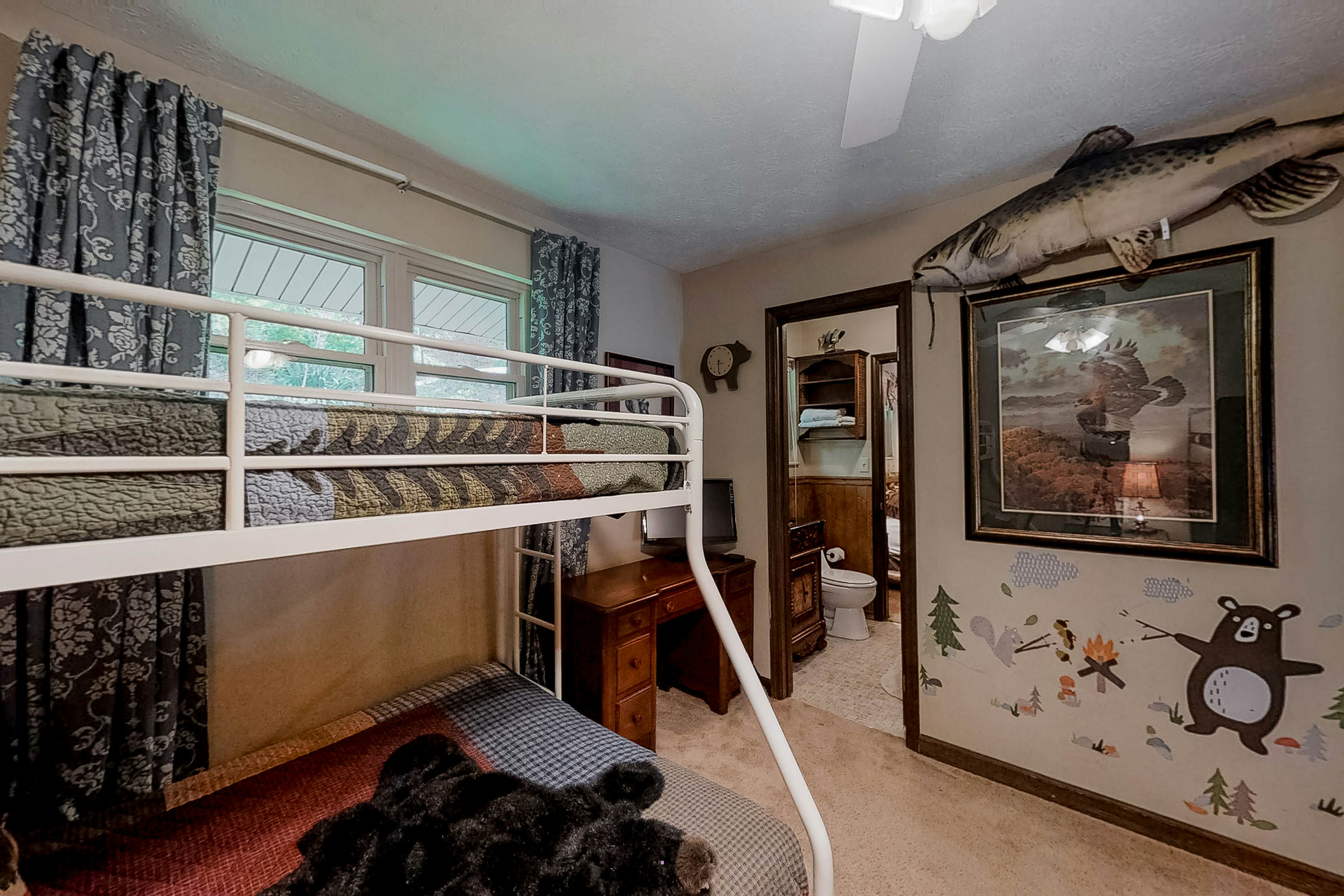 Lakefront home with amazing views, grill, fire pit, private dock, & AC