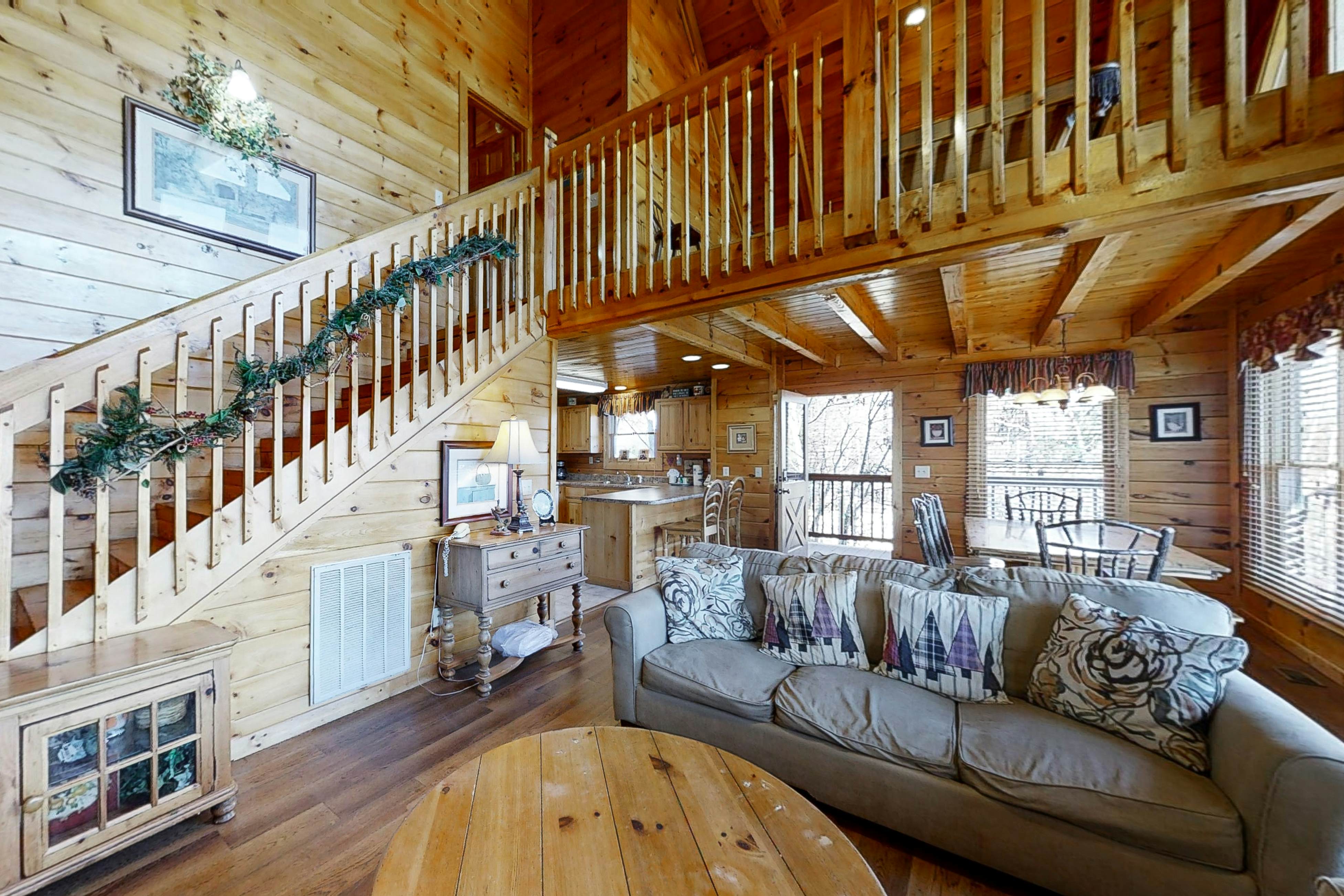 Elegant Two-Story Cabin w/ Free Attraction Tickets, Hot Tub, & Pool Table