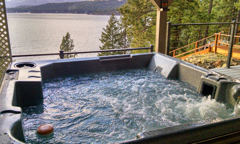 Stunning lake views with dock and hot tub