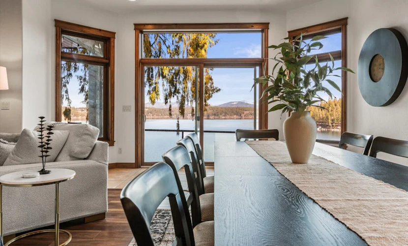 Spacious lake retreat with dock, views and hot tub