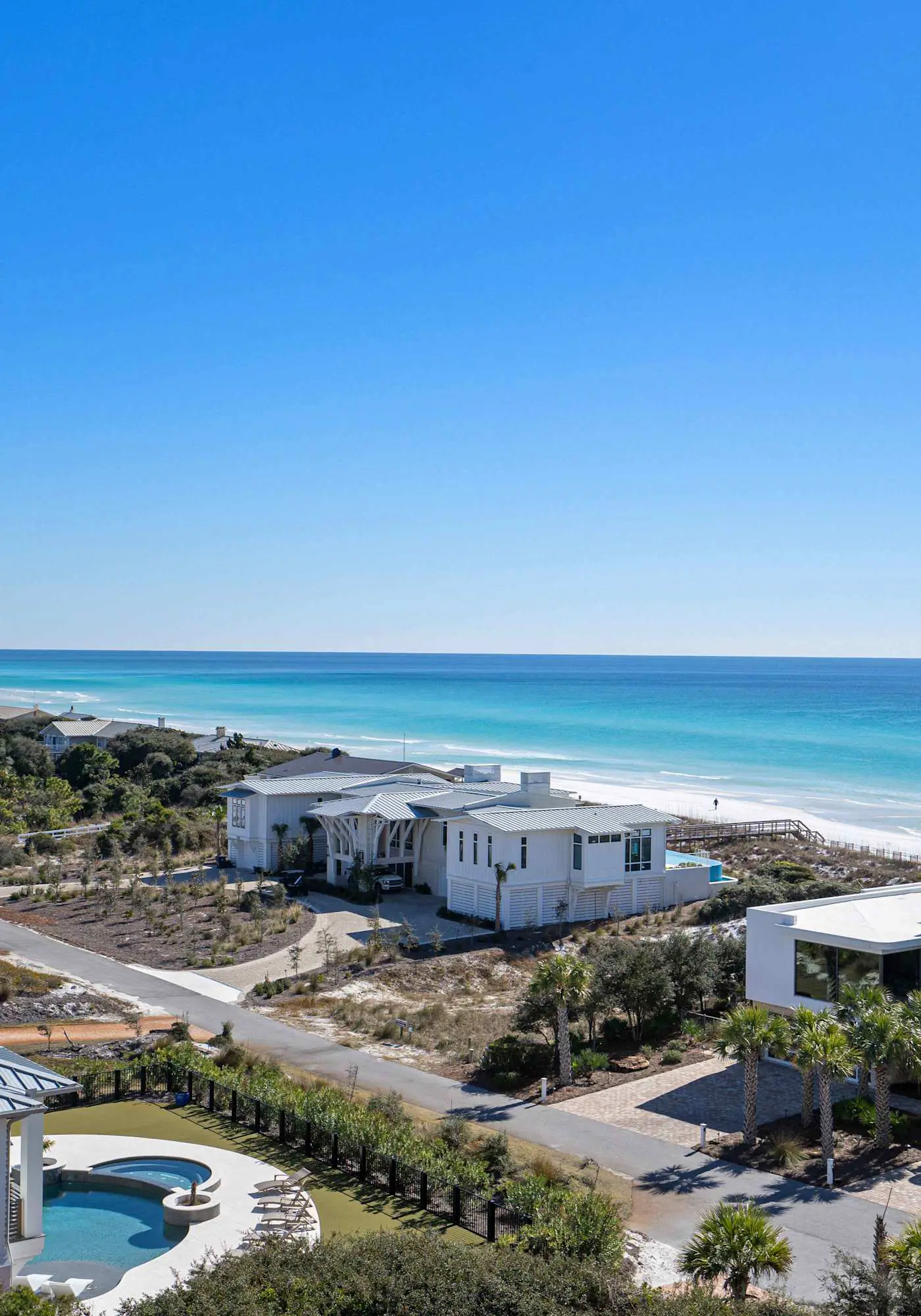 Gulf views from private balconies, beach access