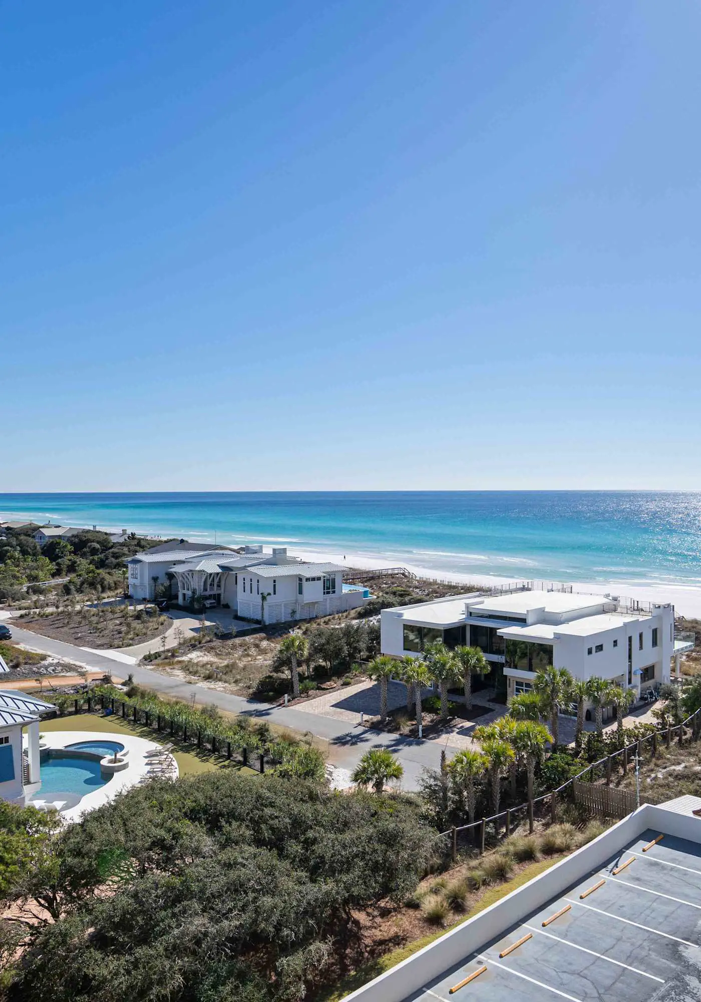 Gulf views from private balconies, beach access