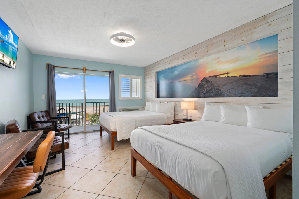 Oceanfront Inn Room #16- Ocean View Balcony, 2 Full Beds