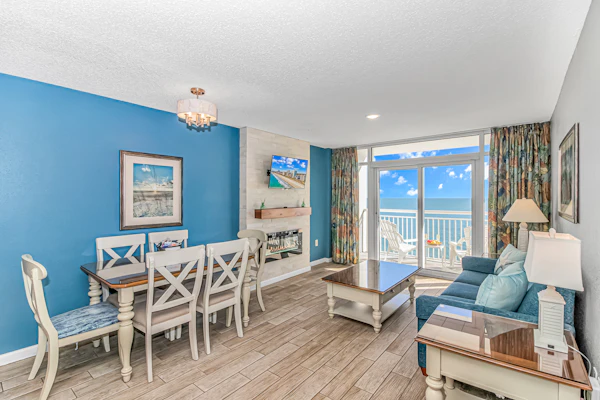 Stunning Oceanfront Double Queen Condo with LED Fireplace- Atlantica 1055