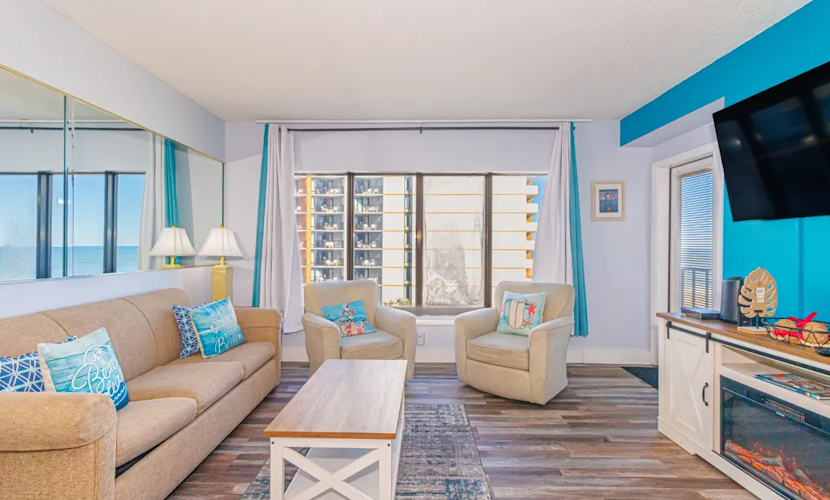 Updated Ocean View 2 Bedroom Condo-With Fireplace and more! Palace 408