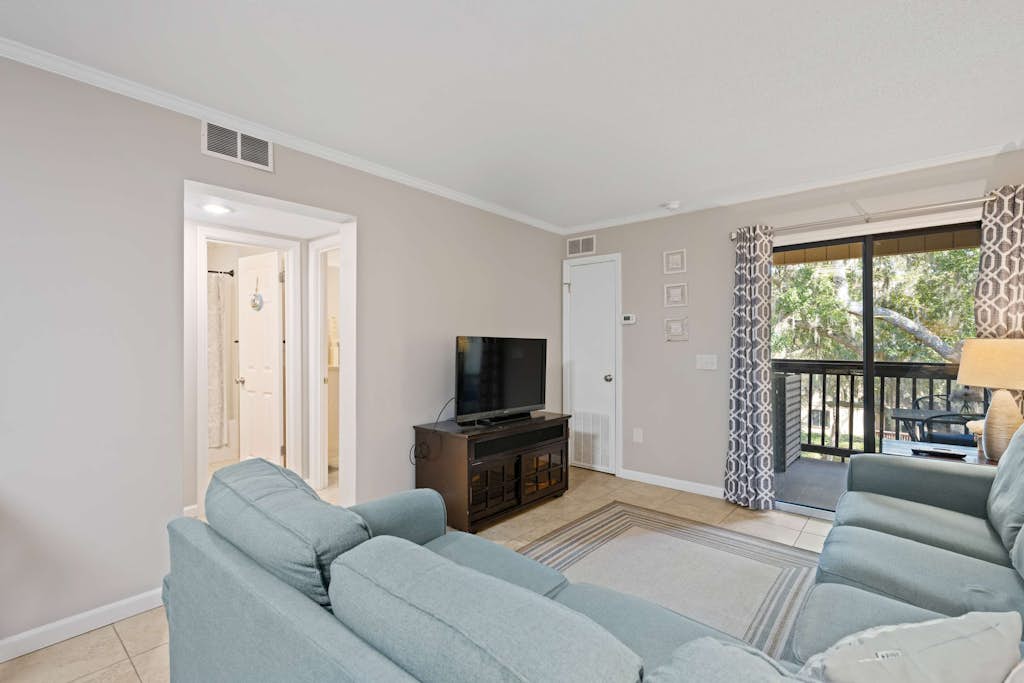 Make vacation memories at this South Forest Beach Villa 2 Bedrooms villa with sleeping for 6 at The Sands resort at Coligny. No car needed at this location! Community Pool, 1 block walk to the beach, restaurants and shopping across the street!