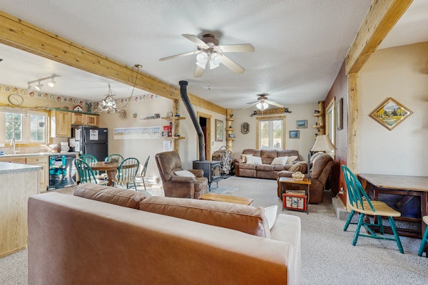 Spacious cabin with stunning views, wifi, fully stocked kitchen & W/D